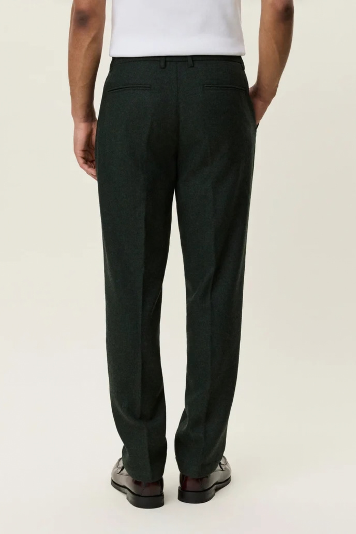 WOOL REG SUIT PANTS - ROSIN GREEN