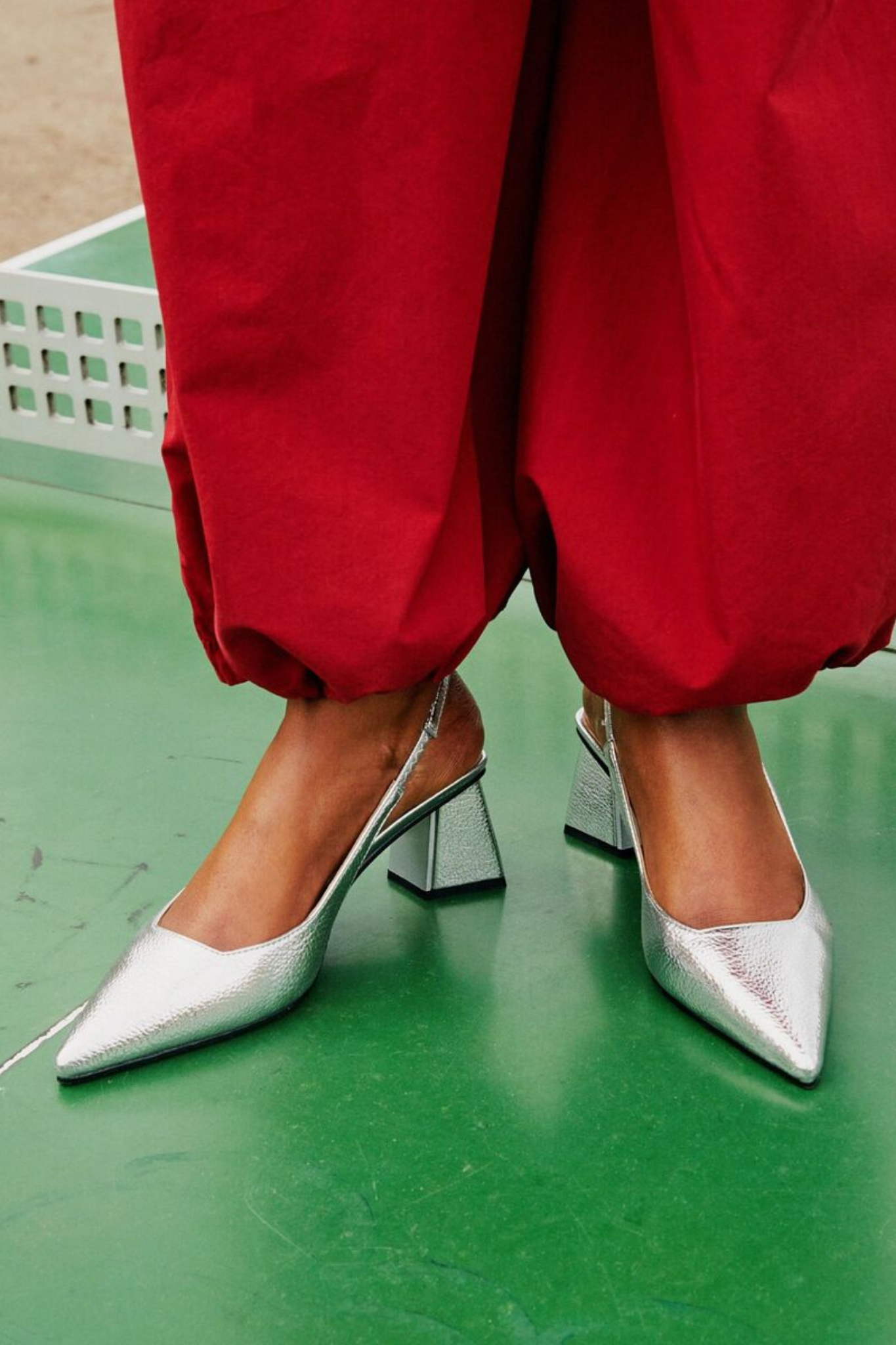 MARALYN SLINGBACK METALLIC SHOES - SILVER