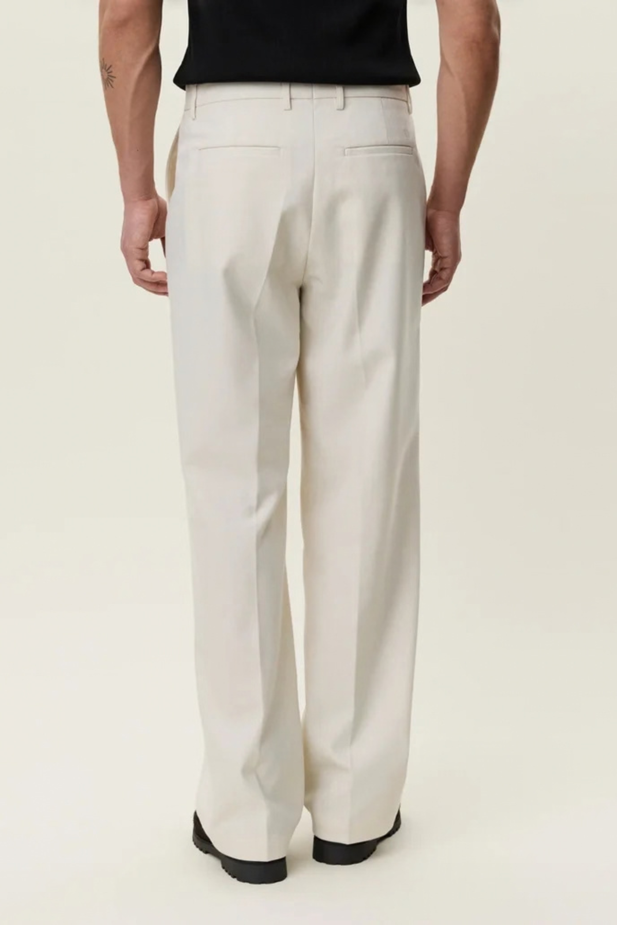 BRUSHED TWILL TAILORED PANTS - IVORY