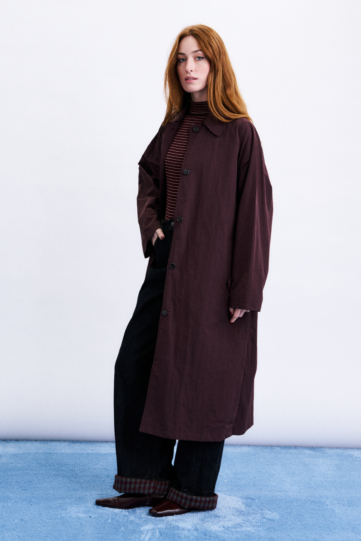 TOMITA TRENCH COAT - BORDEAUX