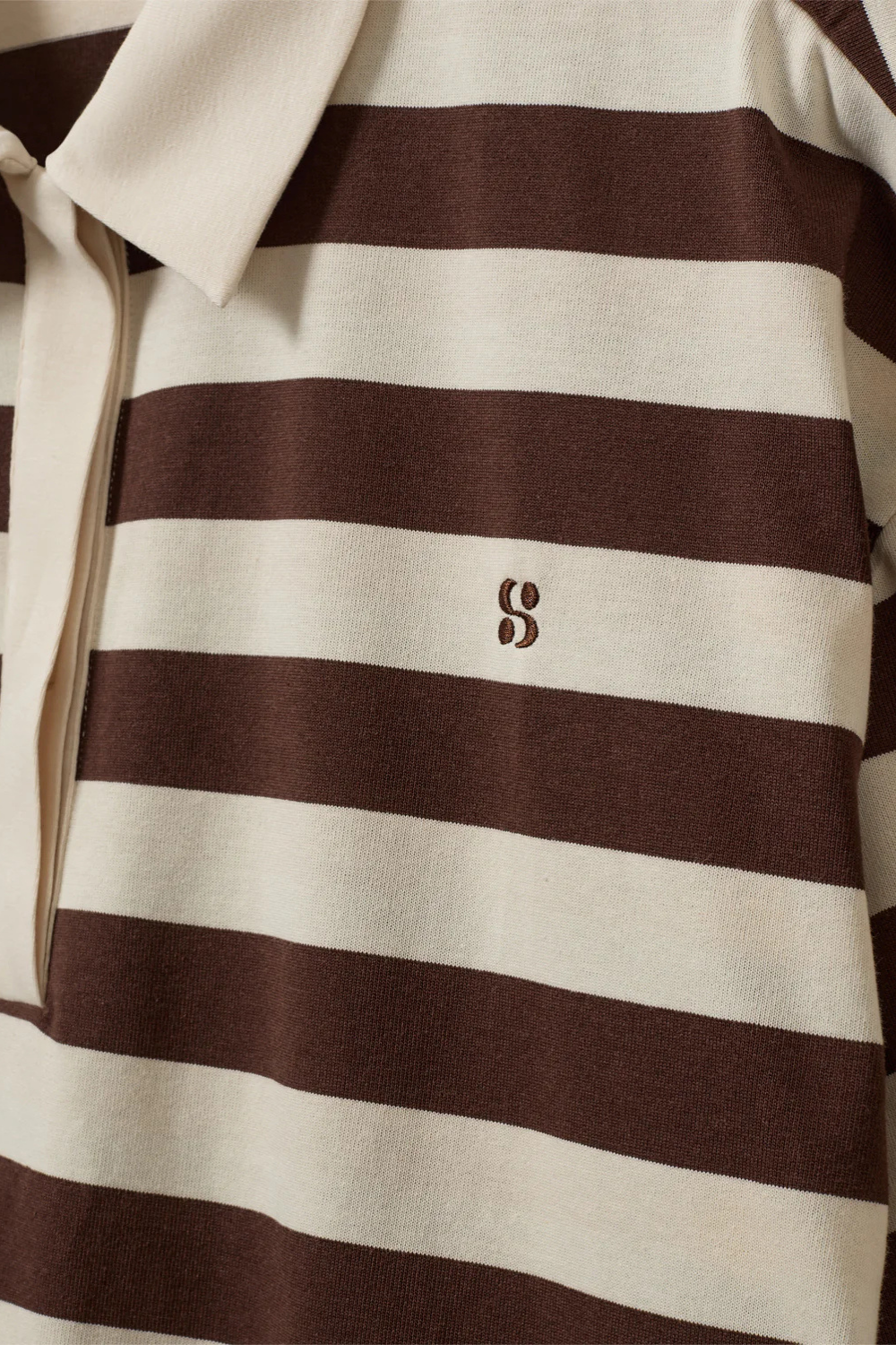 PIL OVERSIZE STRIPED POLOSHIRT - OFF WHITE/BROWN STRIPED