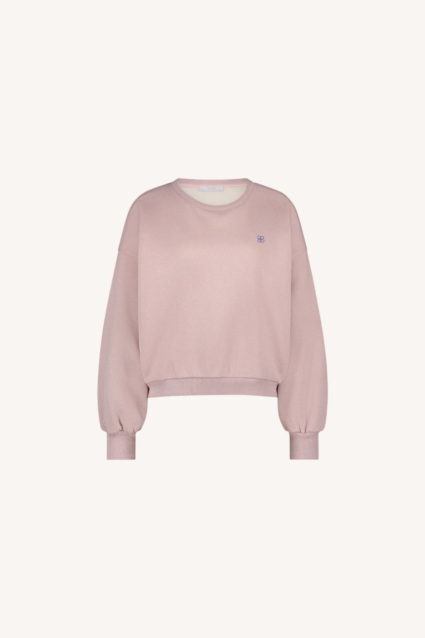 By-Bar bibi sparkle sweater in light pink. Front flatlay view