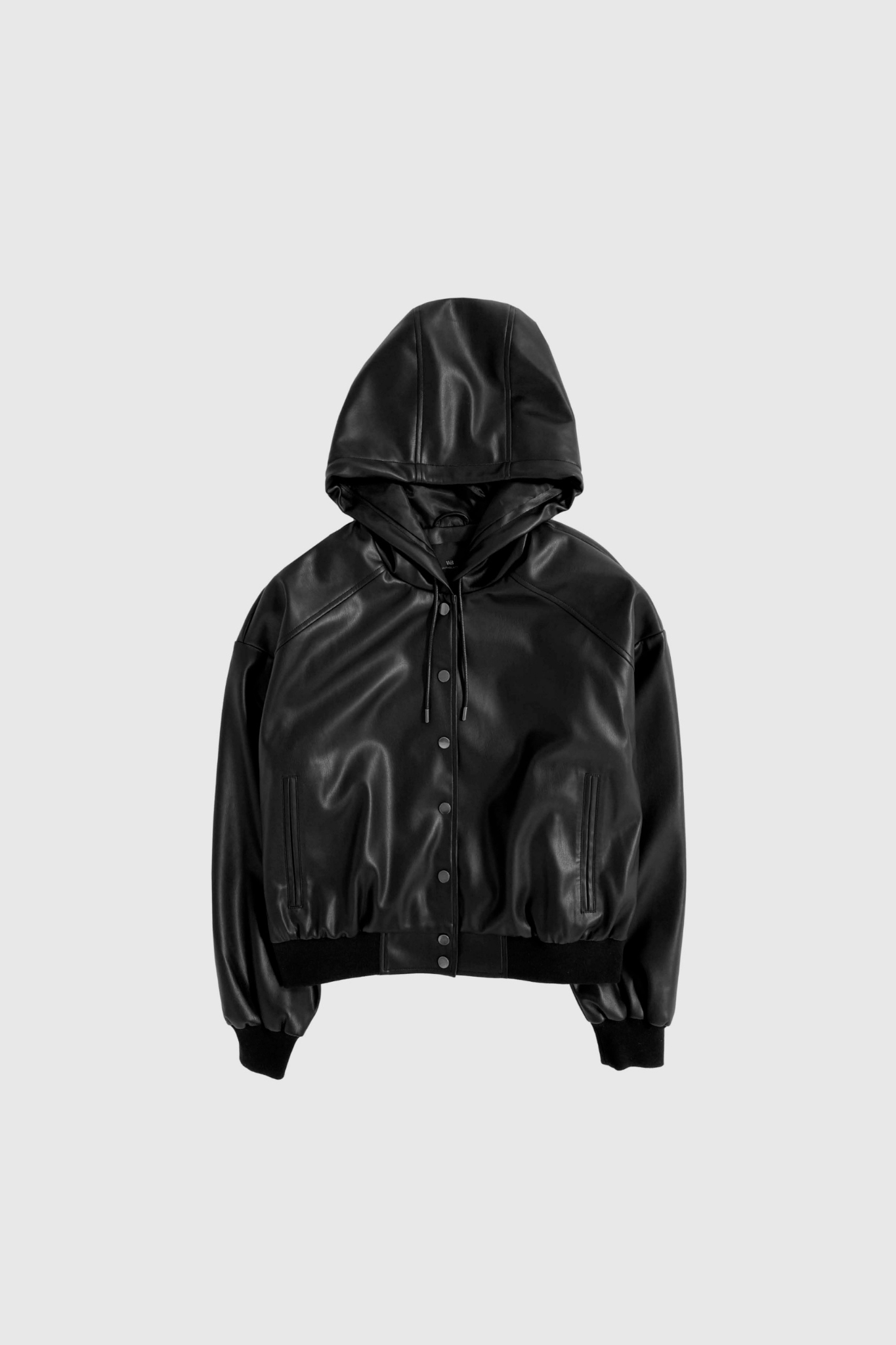 MAYA VEGAN HOODED BOMBER JACKET - BLACK