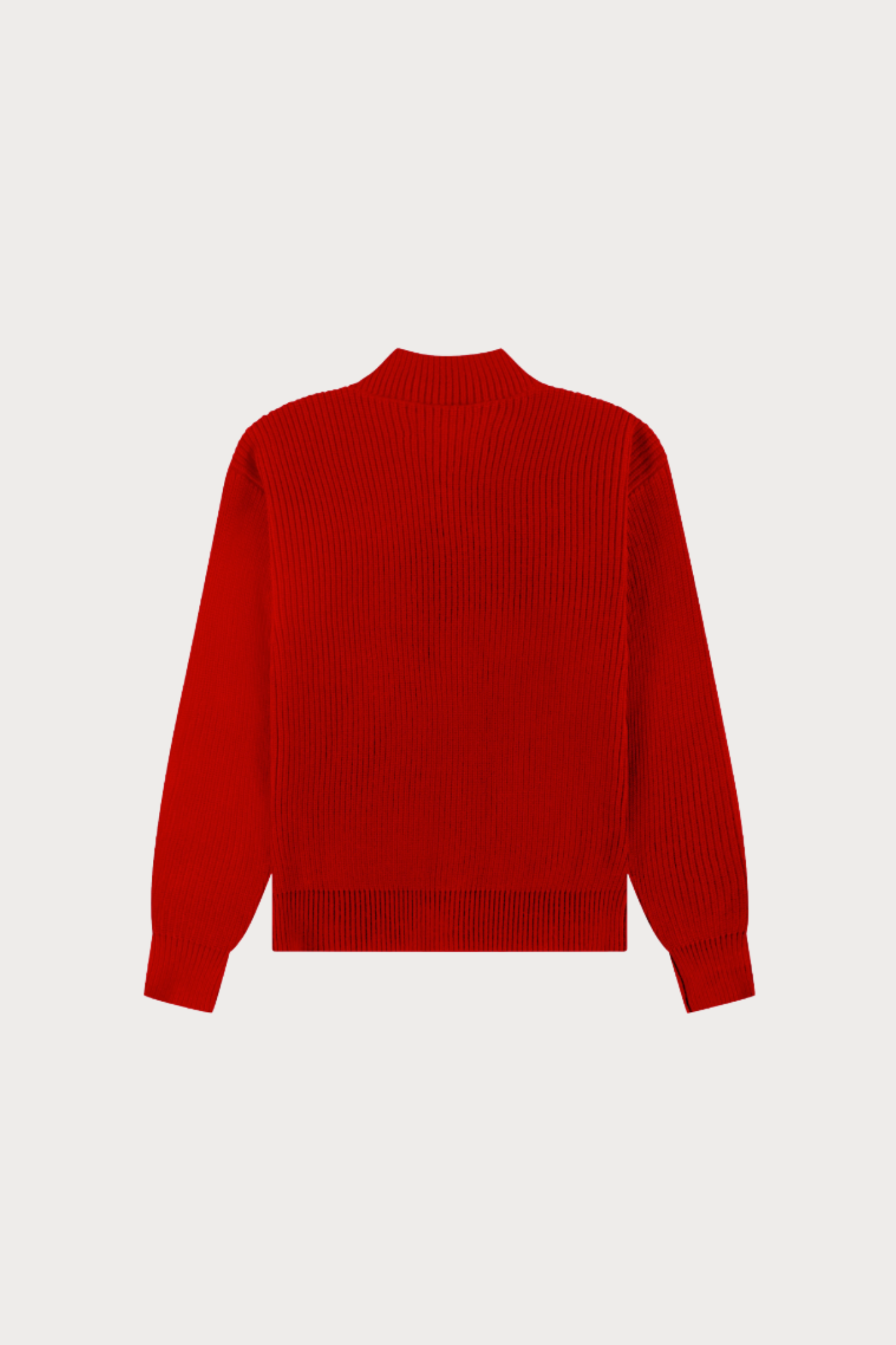 FISHERMAN RIB ZIP UP SWEATER - RED
