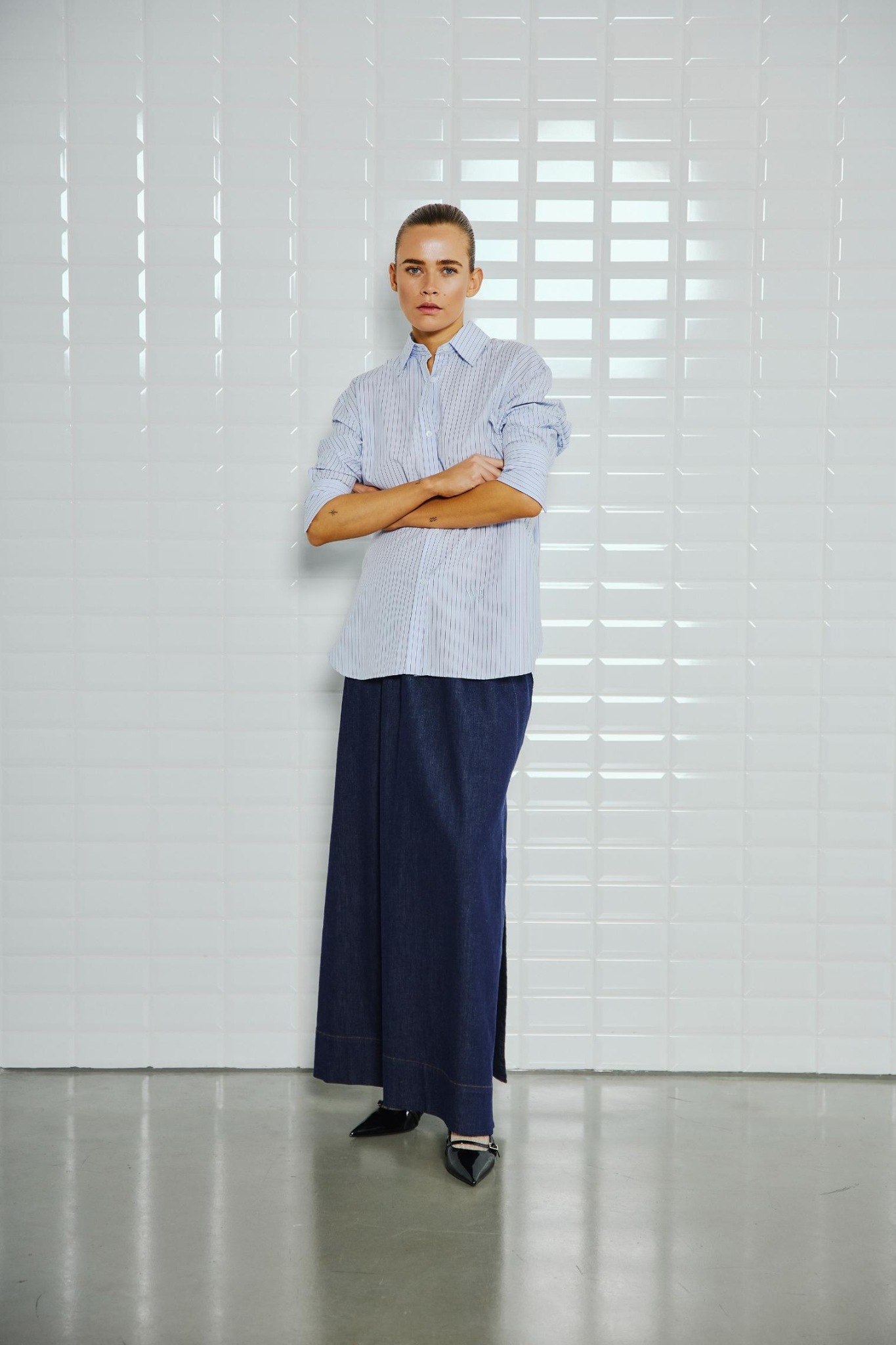 NOA LS STRIPED SHIRT - TRUE BLUE STRIPE