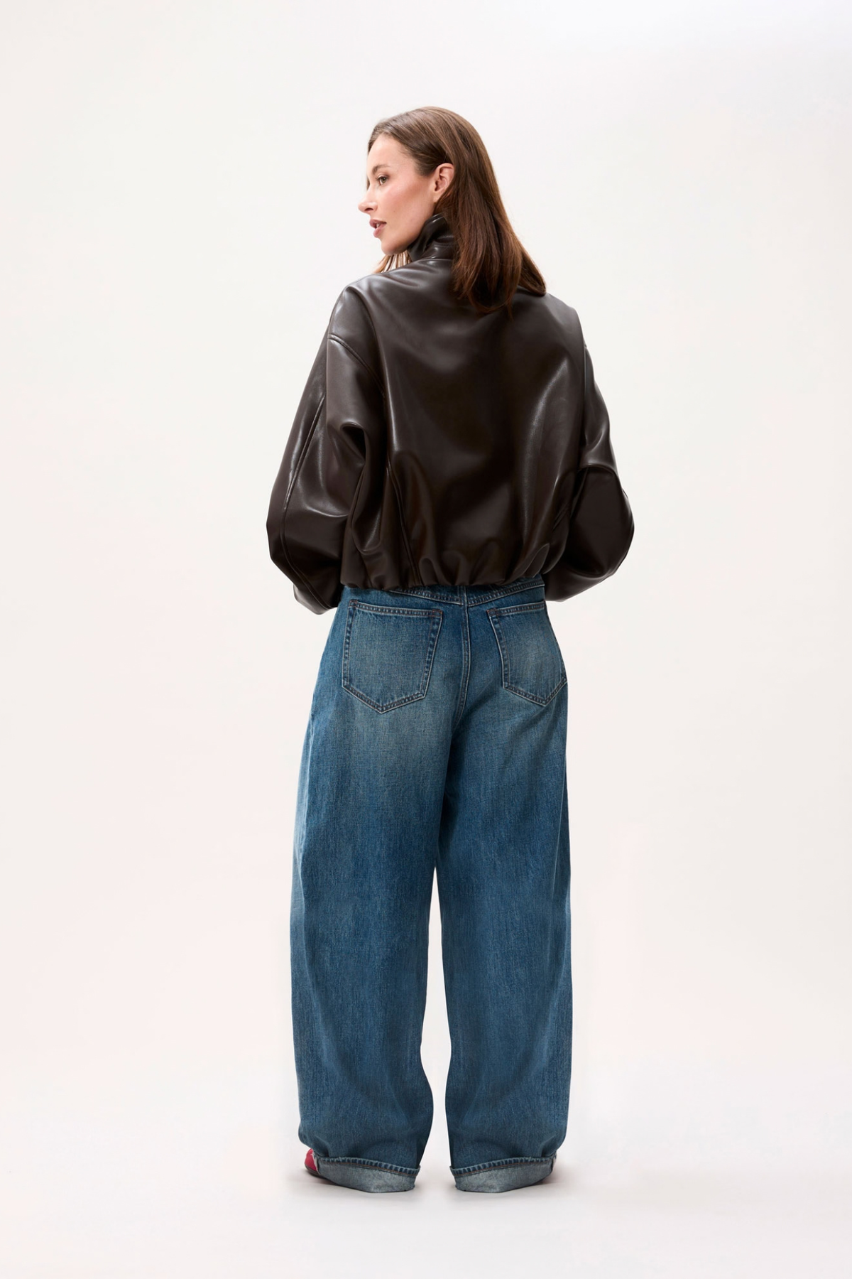 VEGAN LEATHER JACKET - DARK CACAO