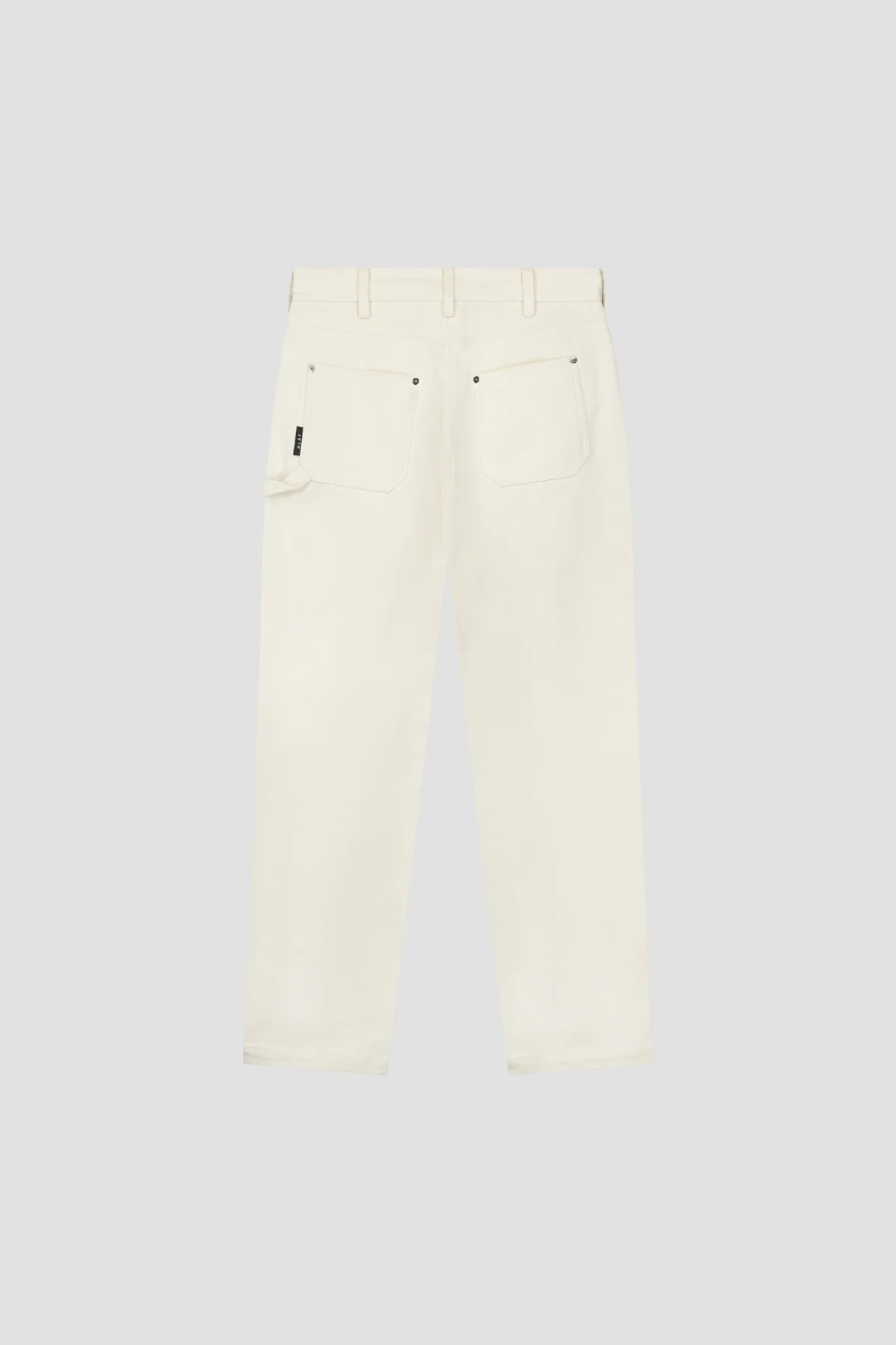 Olaf workwear pants in off-white. Back flatlay view