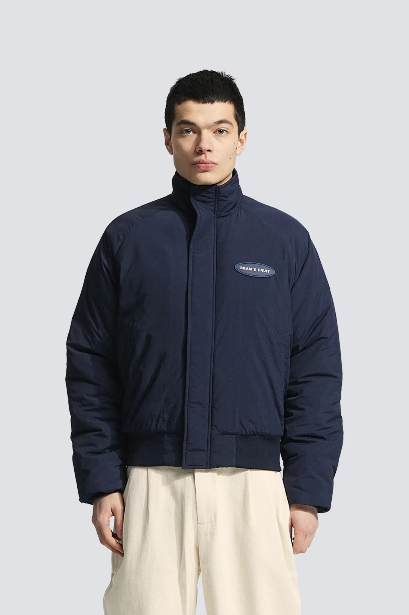 EMBLEM PATCH PADDED JACKET - NAVY