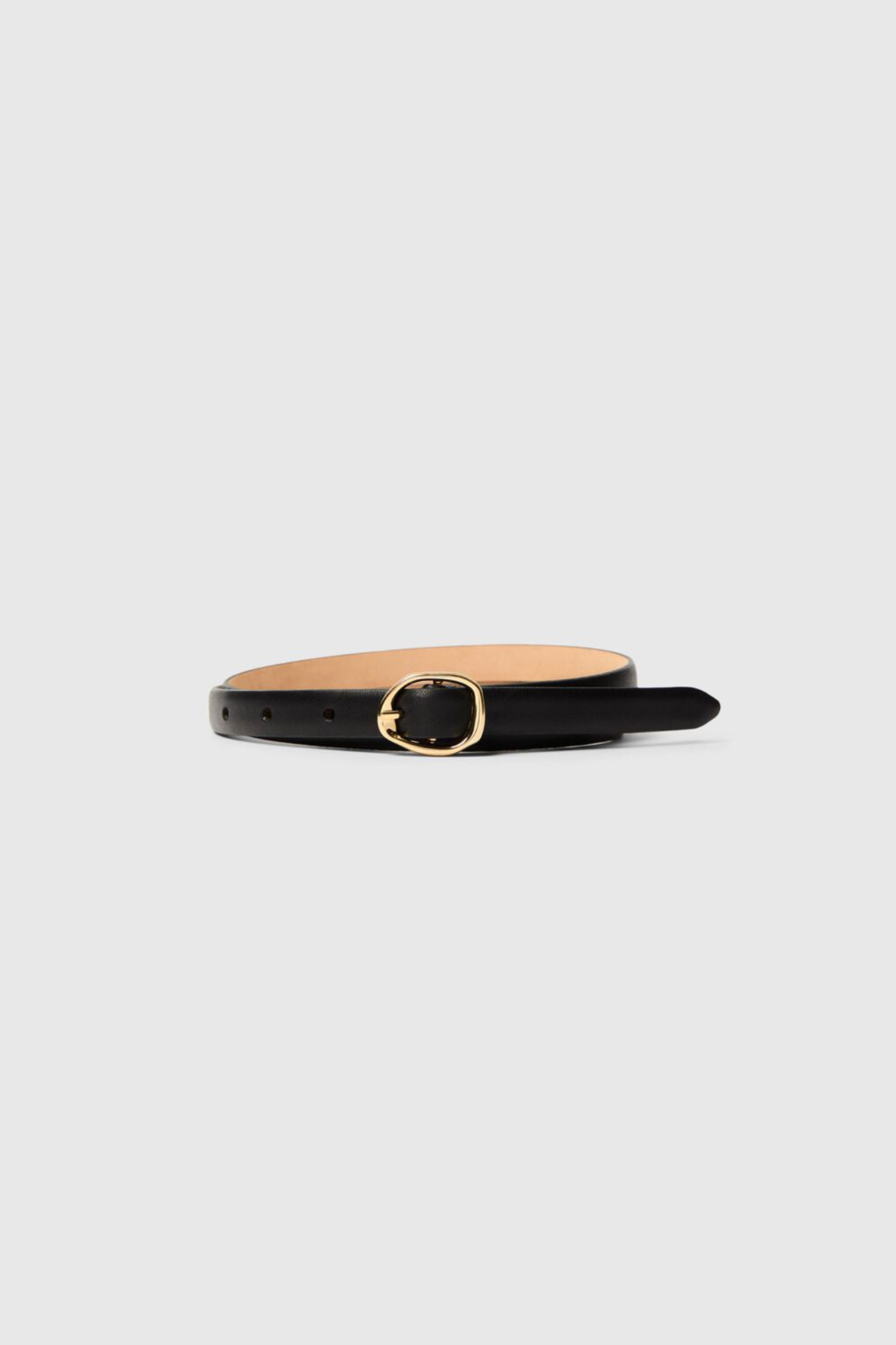 SLFFELINE SLIM LEATHER BELT - BLACK