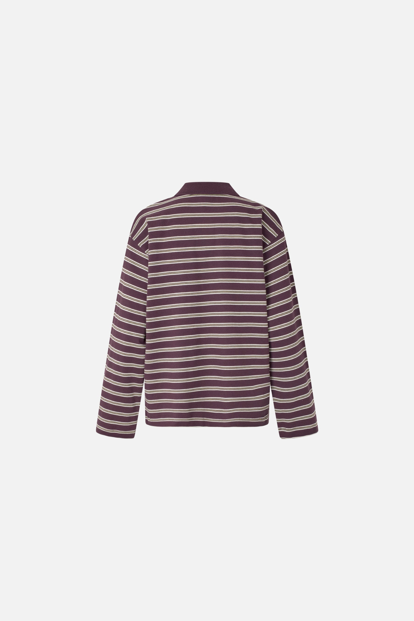 JEANNE L/S POLO - PLUM POLO STRIPE