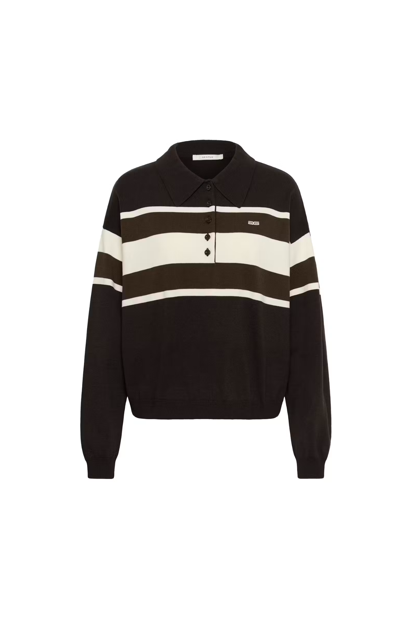ALEXU POLO PULLOVER - GANACHE/SLATE BLACK/EGRET