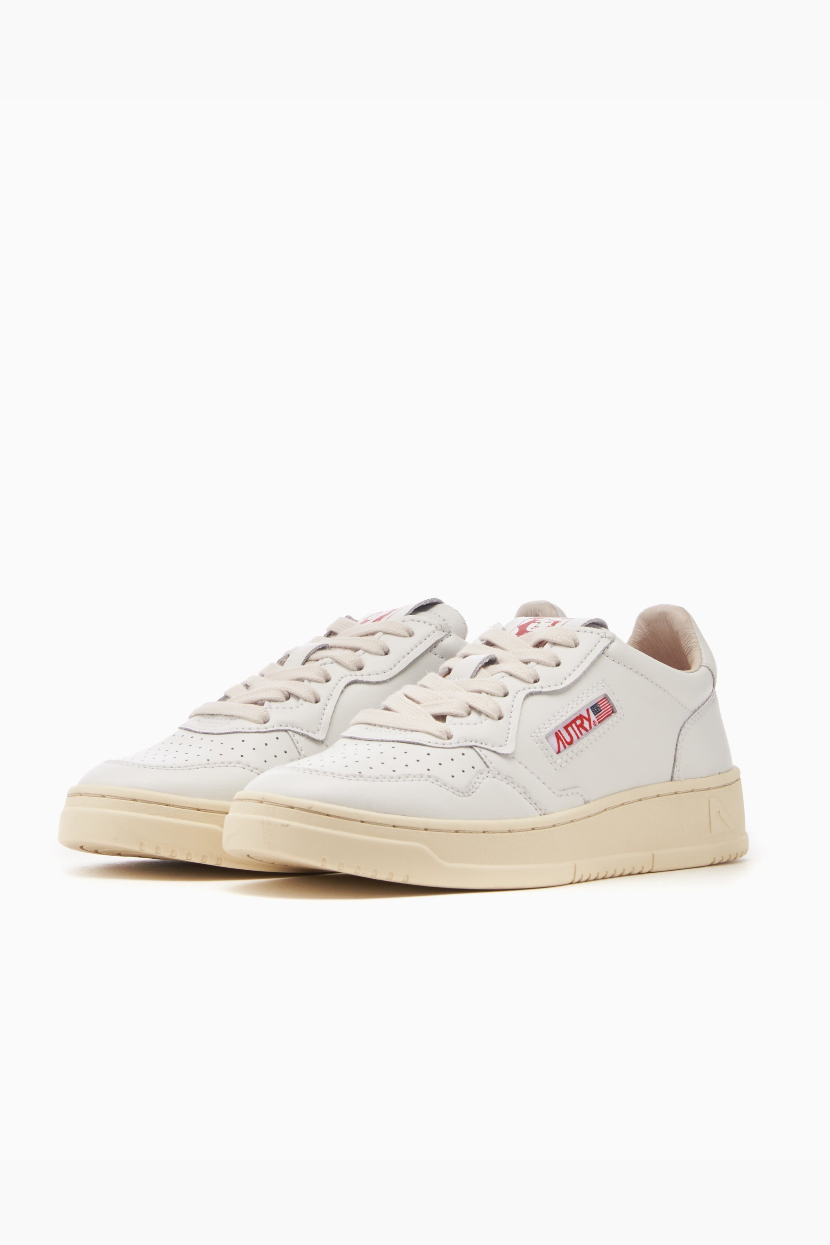 AULW-LI02 - MEDALIST LOW SNEAKERS IN LEATHER WHITE/RED