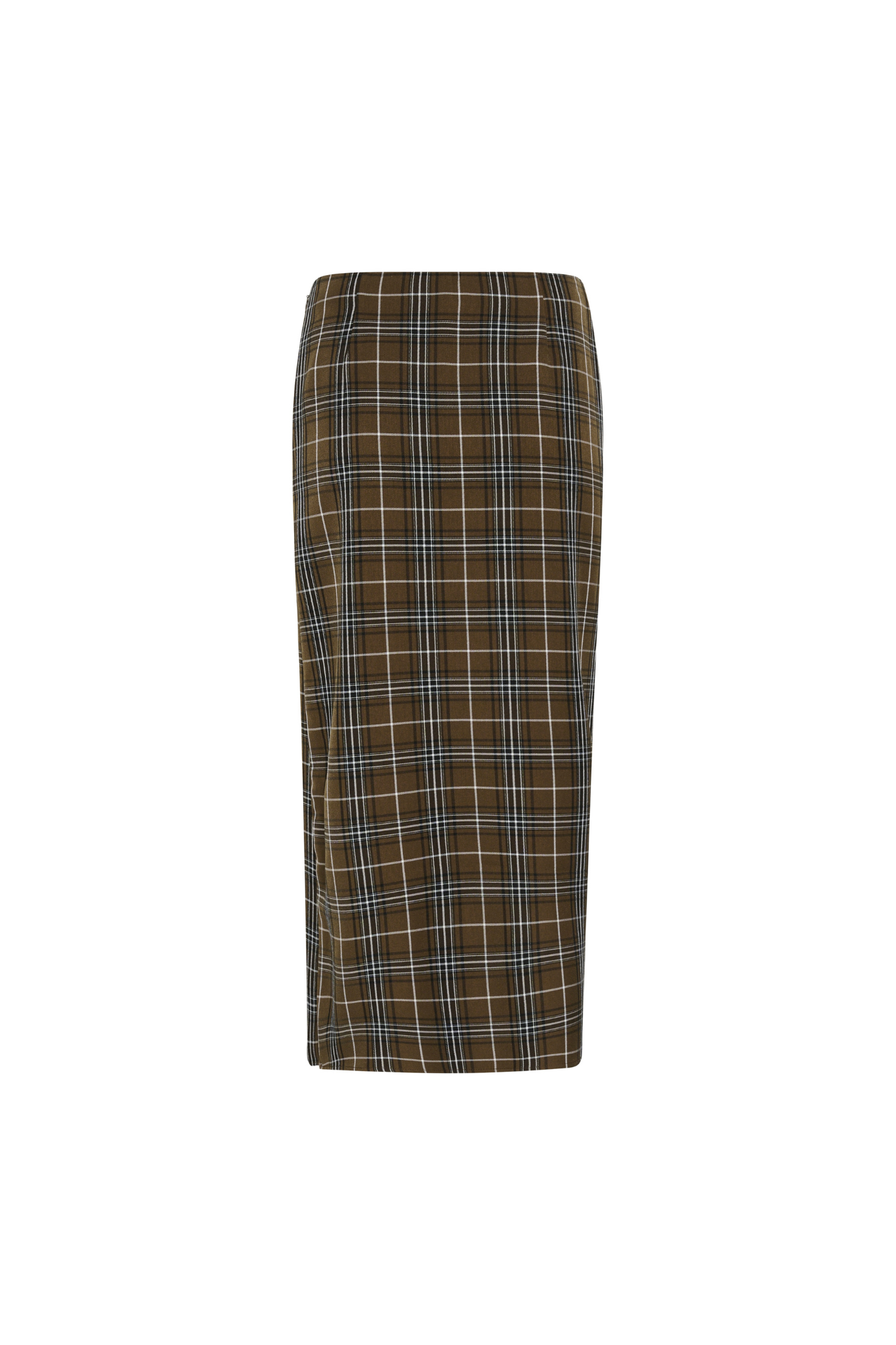 ZALEYA HW SKIRT - GREEN OLIVE CHECK