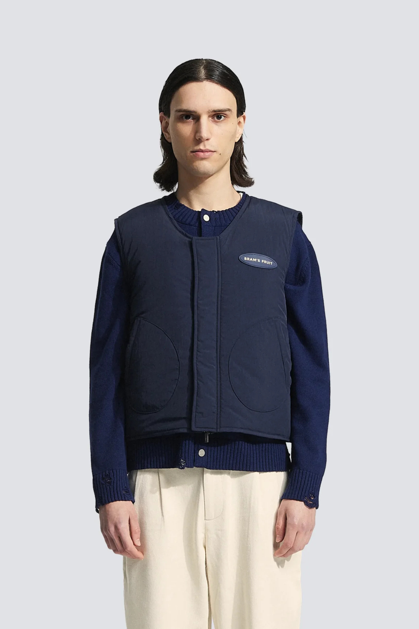 EMBLEM PATCH PADDED VEST - NAVY