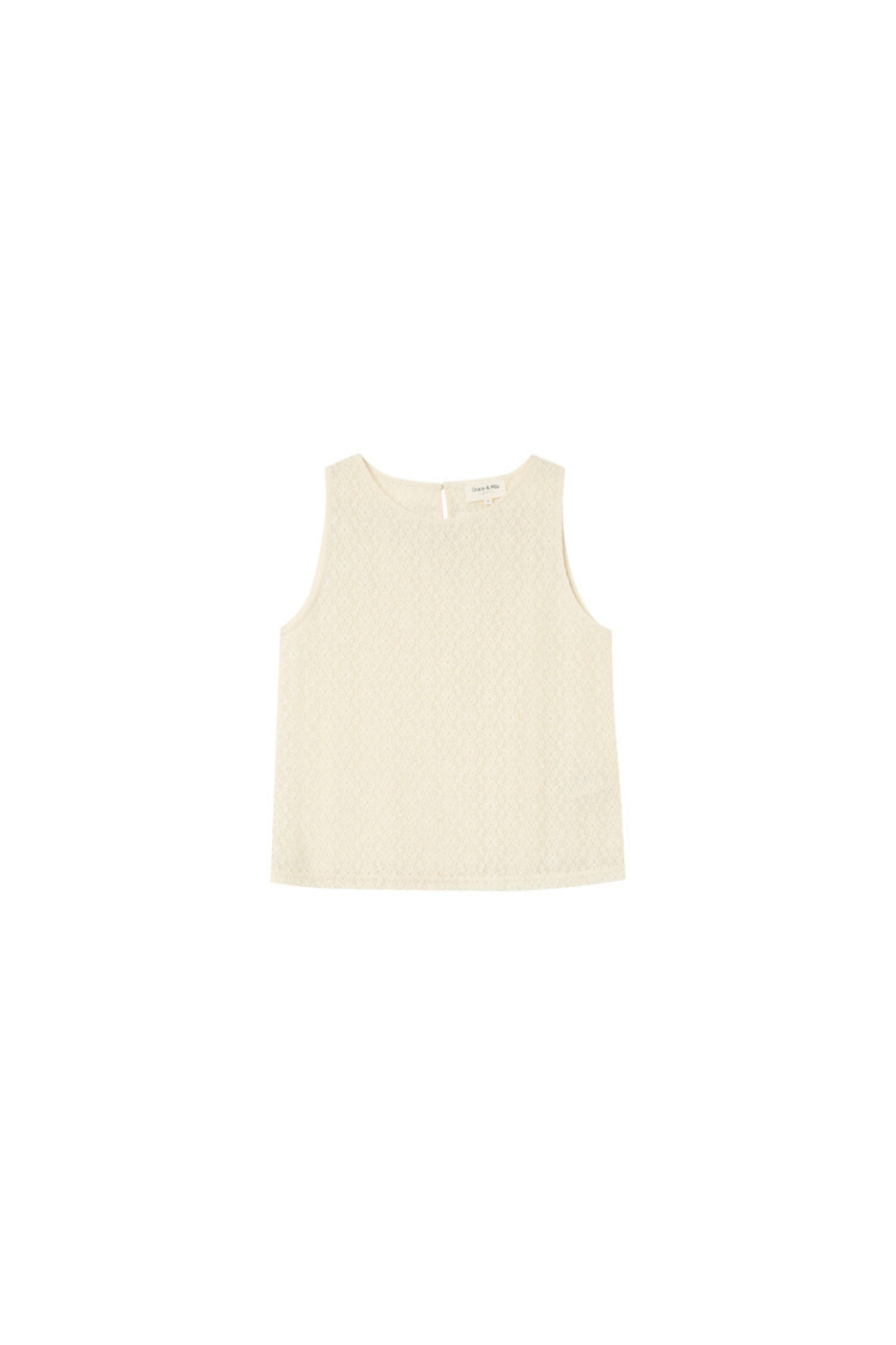 Grace & Mila passionnee top in ecru. Front flatlay view