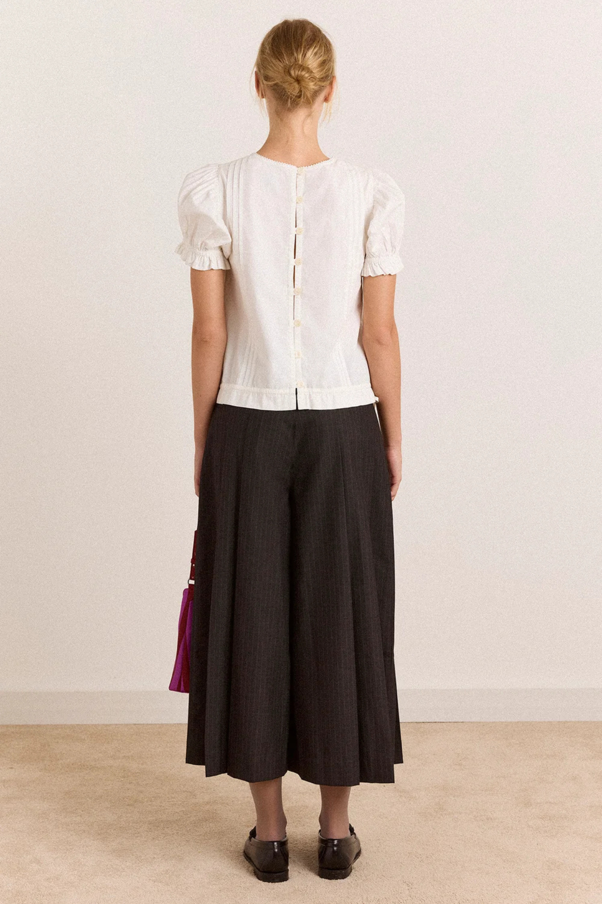 CULOTTE PLISSÉE WINONA - RAYURES FINES TAILLEUR