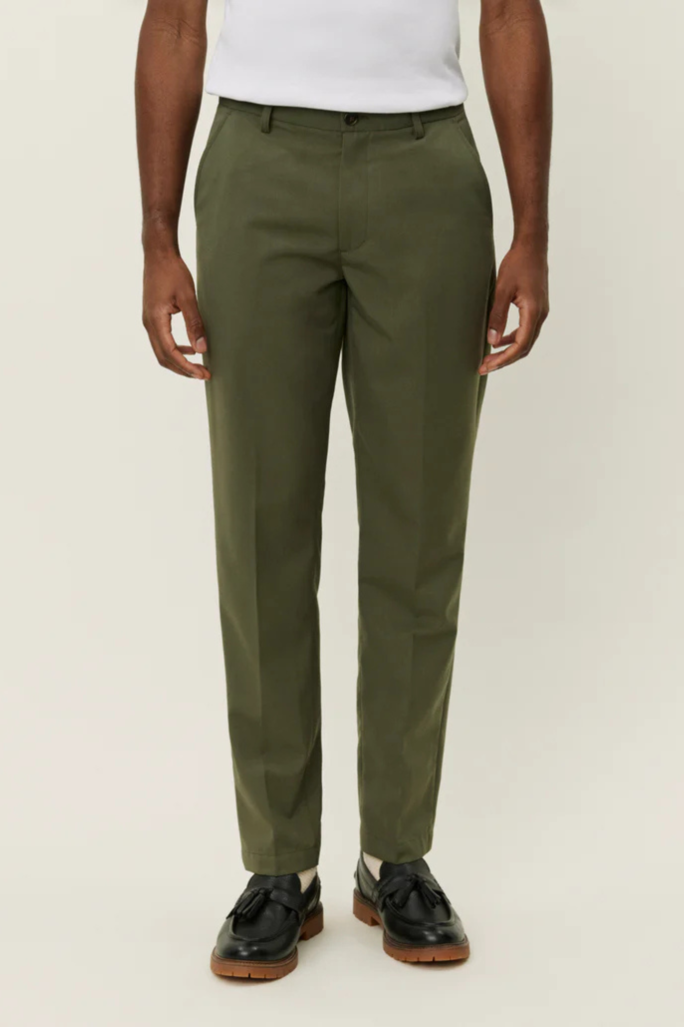 COMO REG SOLID SUIT PANTS - OLIVE NIGHT