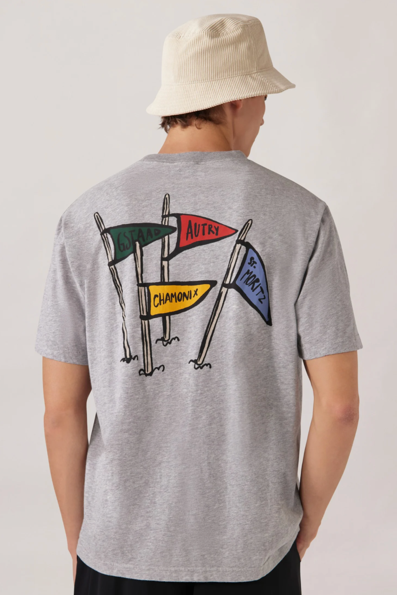 FLAGS BACK GRPHIC T-SHIRT - COTTON DK MEL