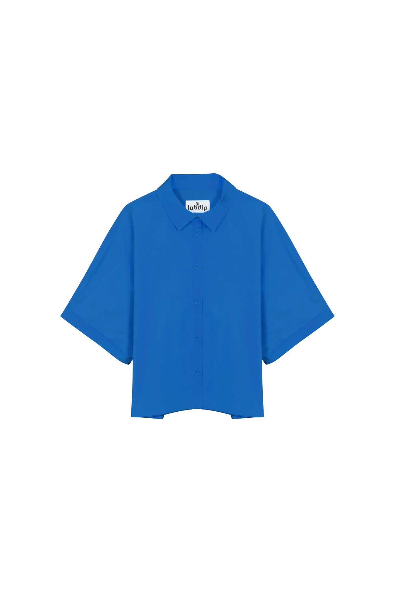 Labdip dolly popeline blouse in bleu royal. Front flatlay view