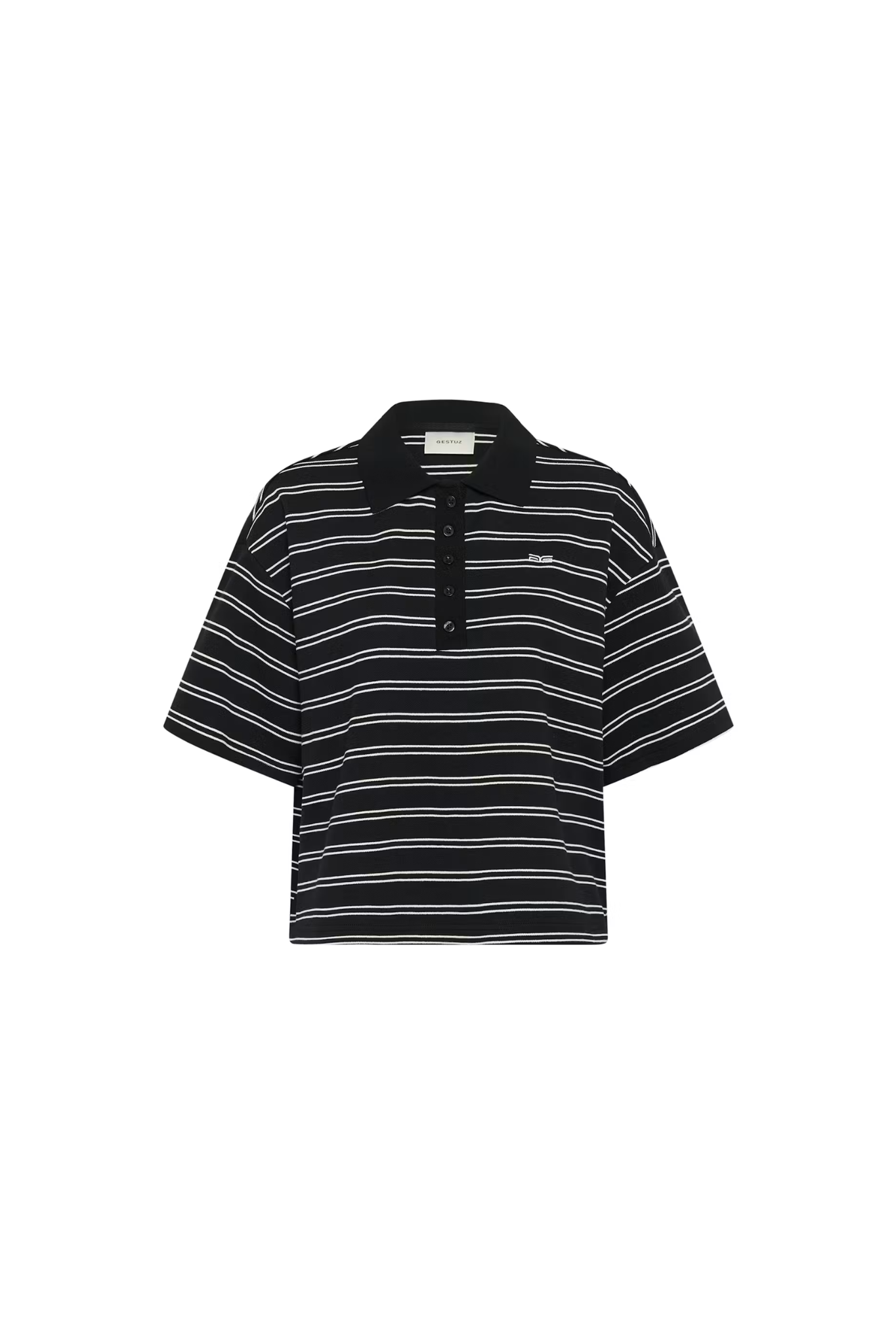 PILOVA POLO SHIRT - BLACK WHITE STRIPED