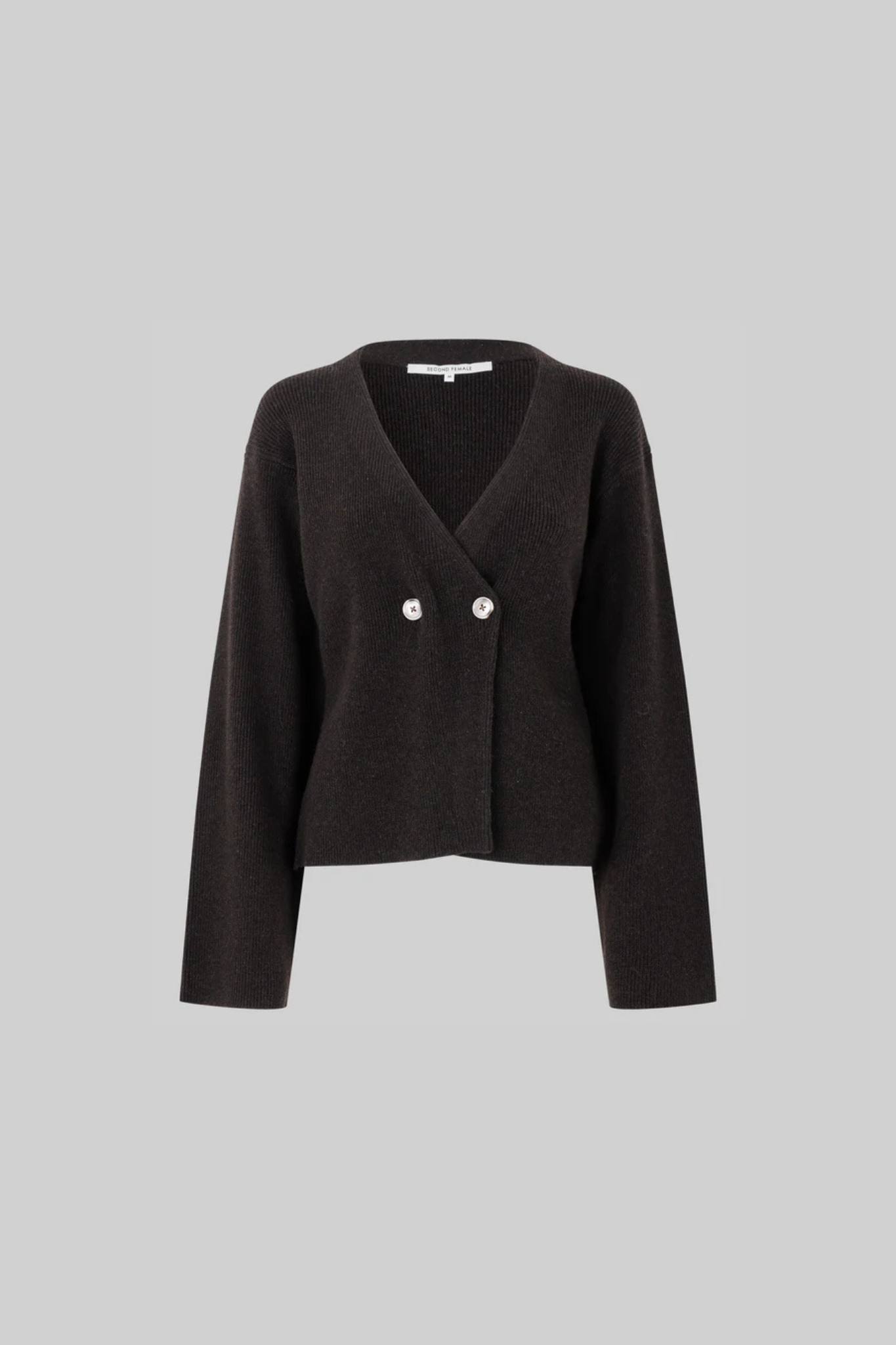 VIGGA KNIT CARDIGAN - DARK BROWN MELANGE