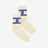 By-Bar white logo socks with logo in blue.