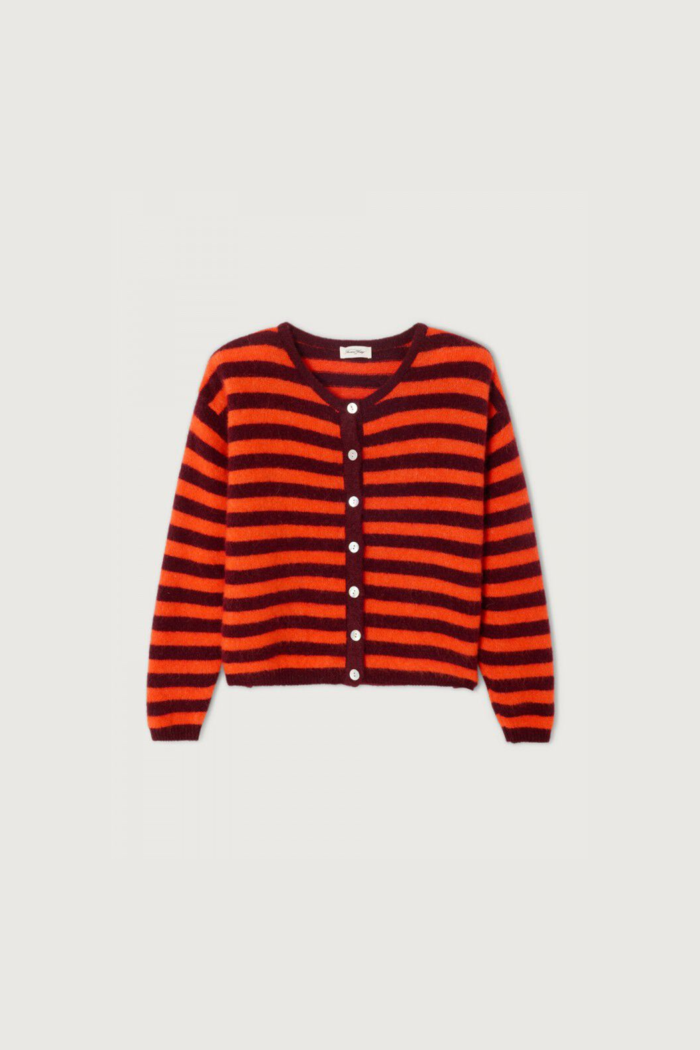 VITOW CARDIGAN - GRENAT STRIPED GASPACHO MELANGE