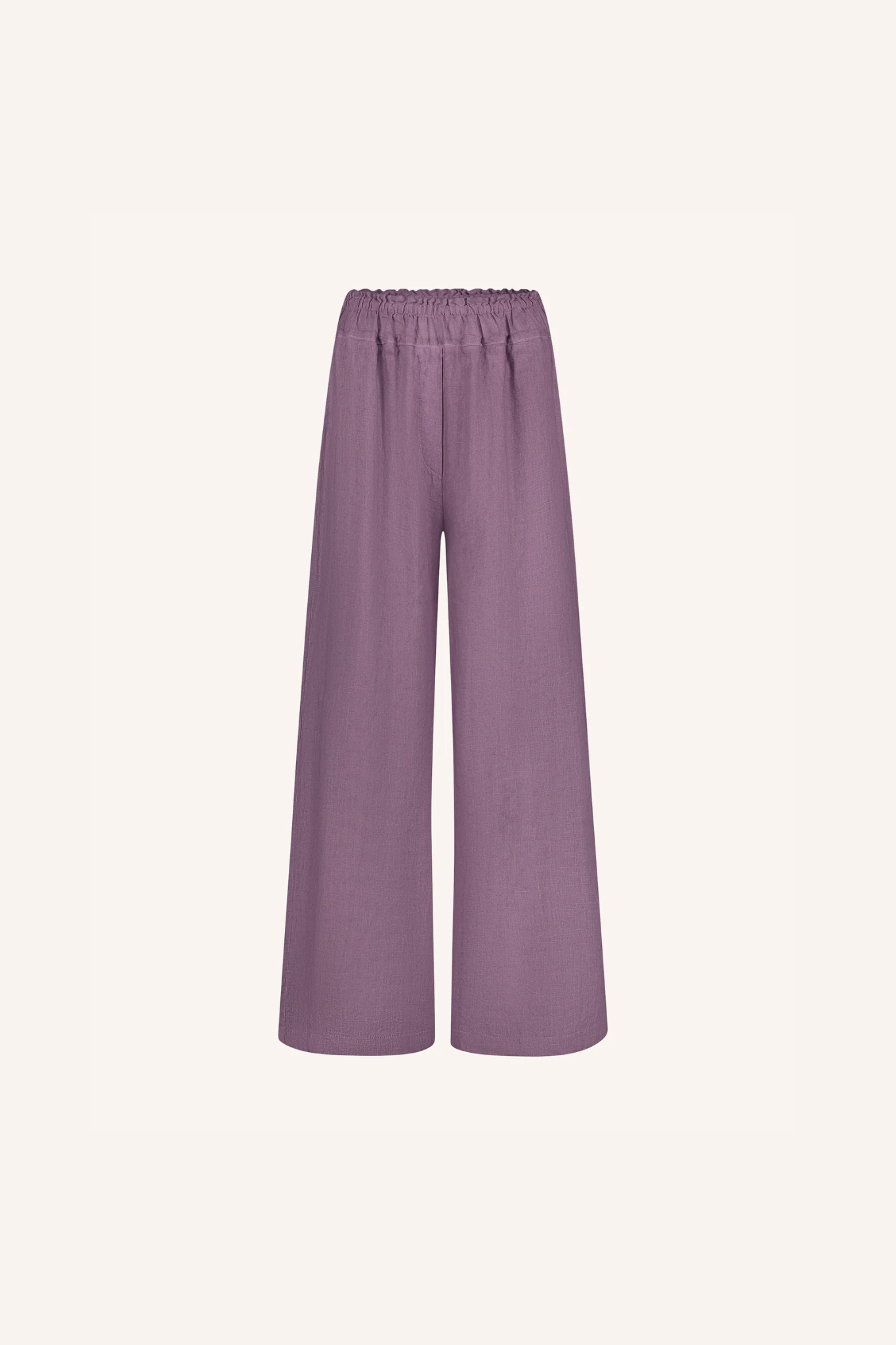 By-Bar robyn linen pants in lavender. Front  flatlay view