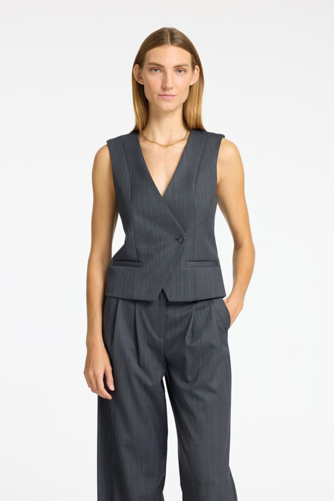 SLFFENIA ASYMMETIC VEST - STEEL GREY