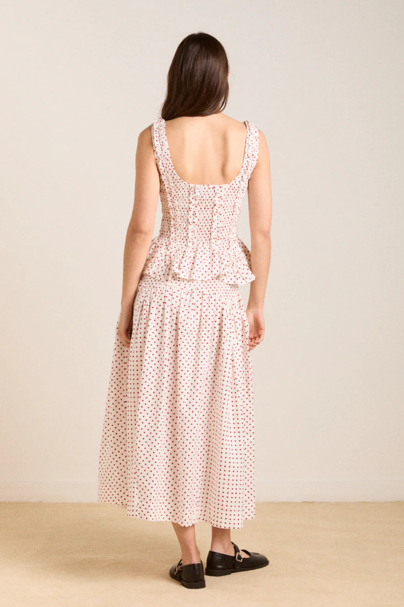 RAPHI CAMI - OFF WHITE AND RED SPOT