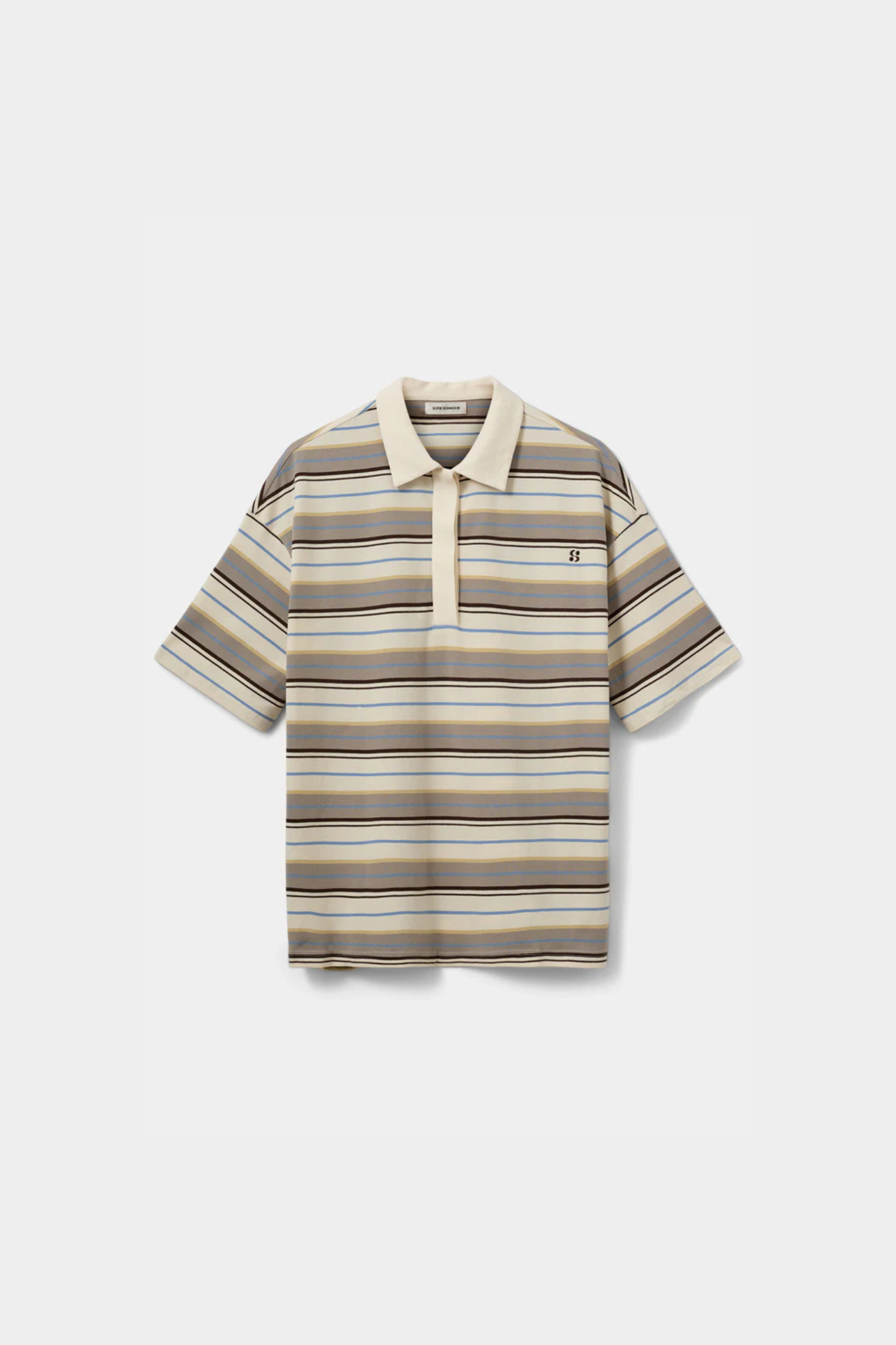 PIL OVERSIZE STRIPED POLOSHIRT - OFF WHITE STRIPED