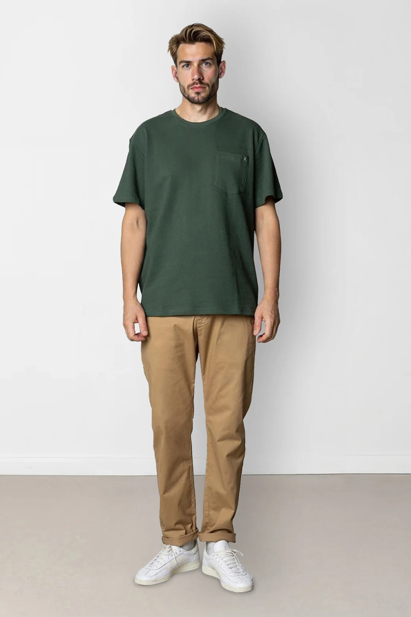 CALTON STRUCTURED TEE - DARK GREEN
