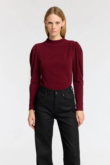 SLFMARWA LS HIGH NECK TOP - ZINFANDEL