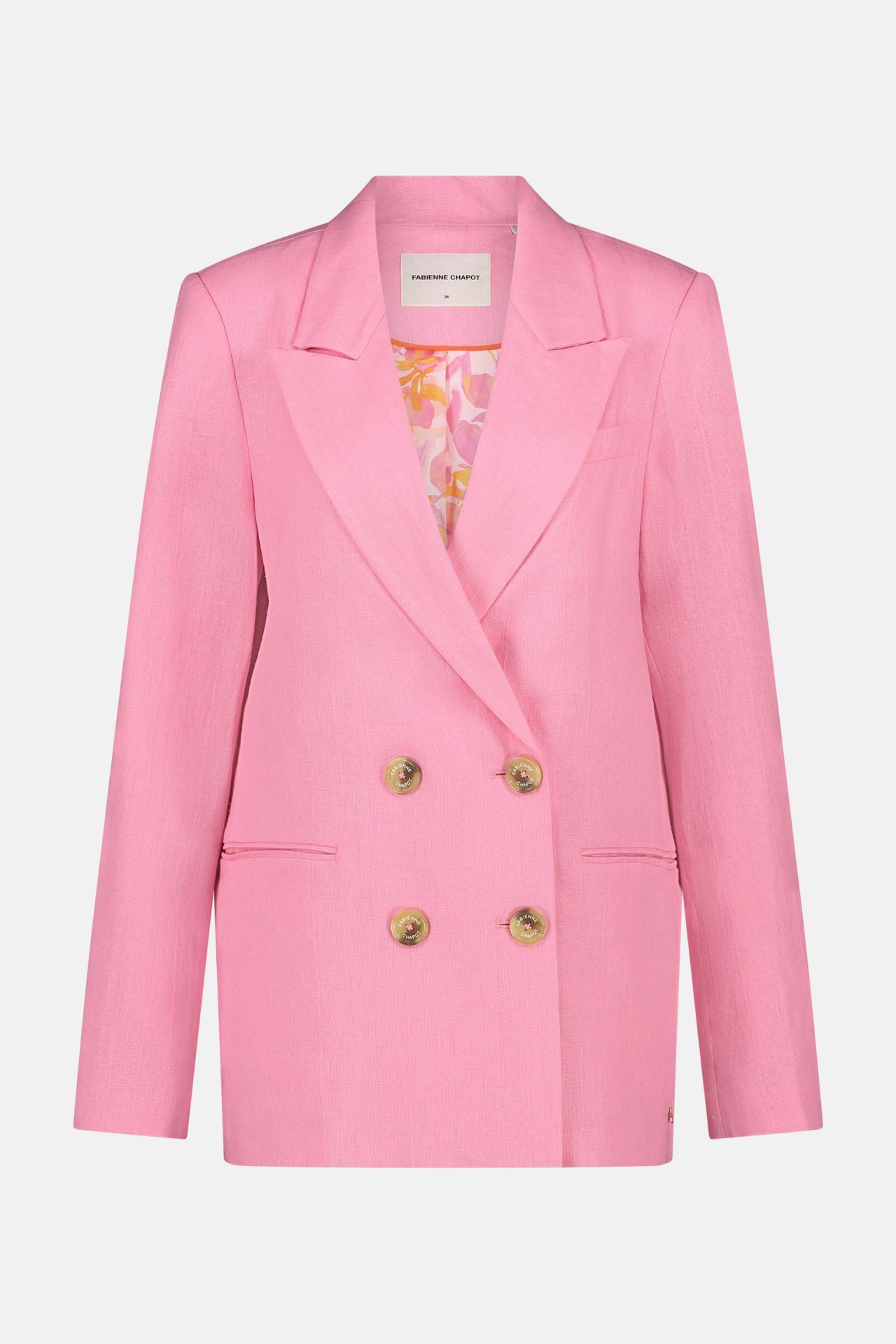 Fabienne Chapot reggy blazer in pink. Front flatlay view