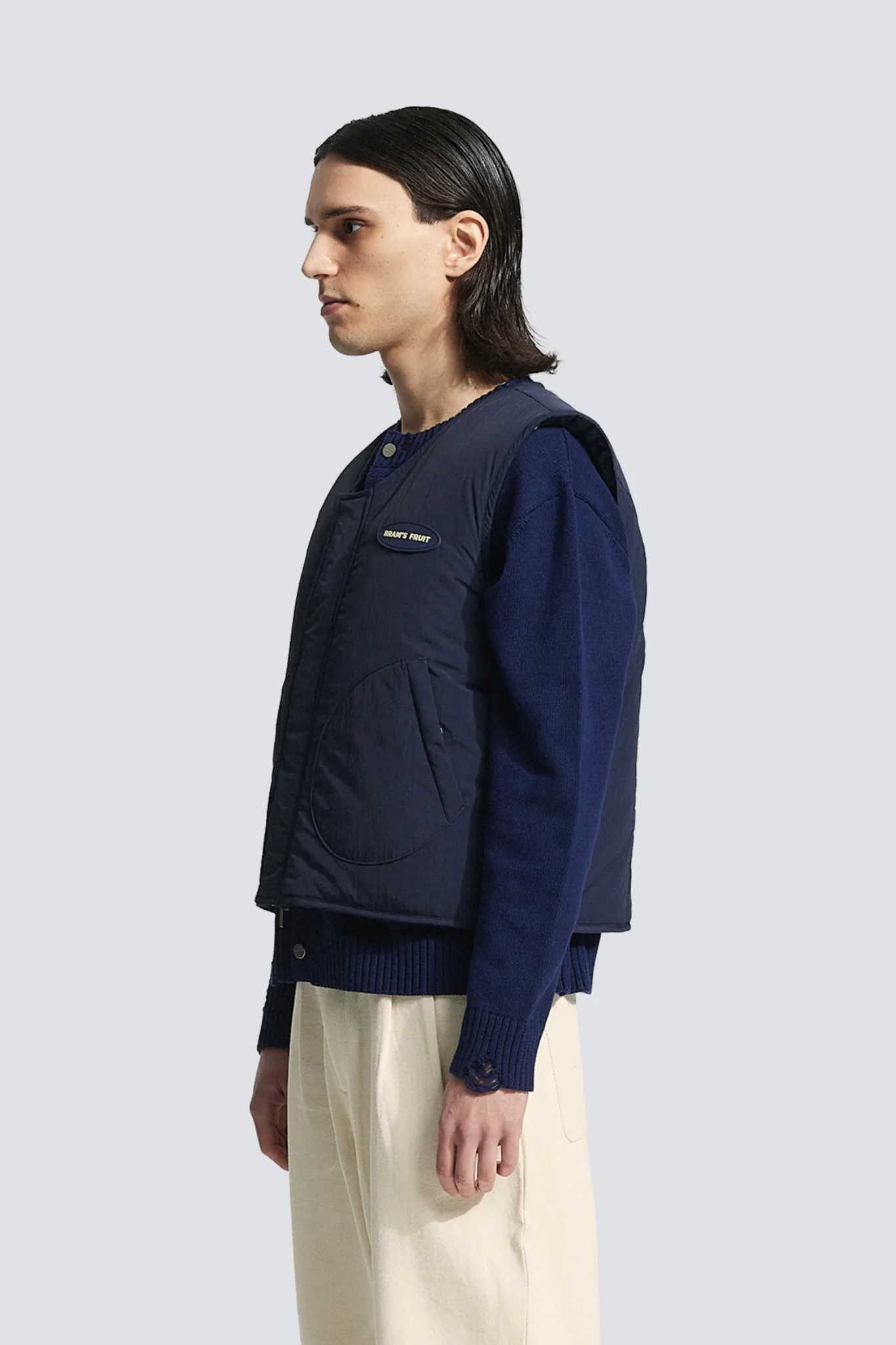 EMBLEM PATCH PADDED VEST - NAVY