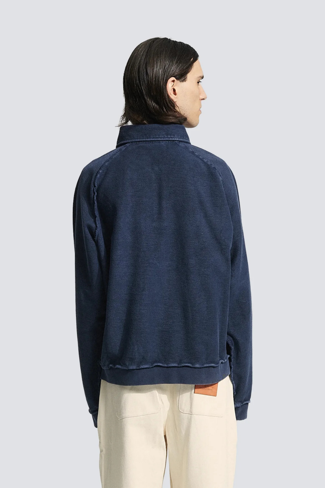 CHEST POCKET SWEAT POLO - WASHED MIDNIGHT BLUE