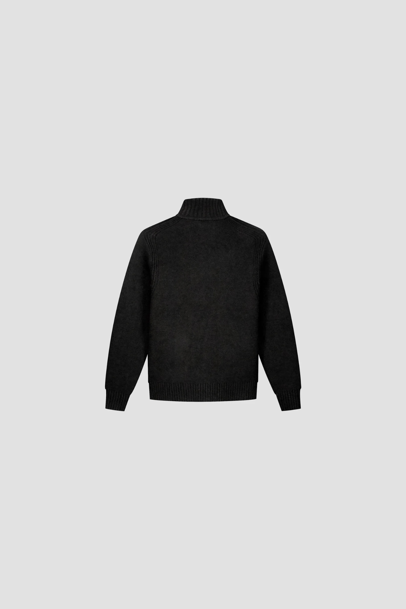 ZIP KNITTED MOCK NECK - BLACK