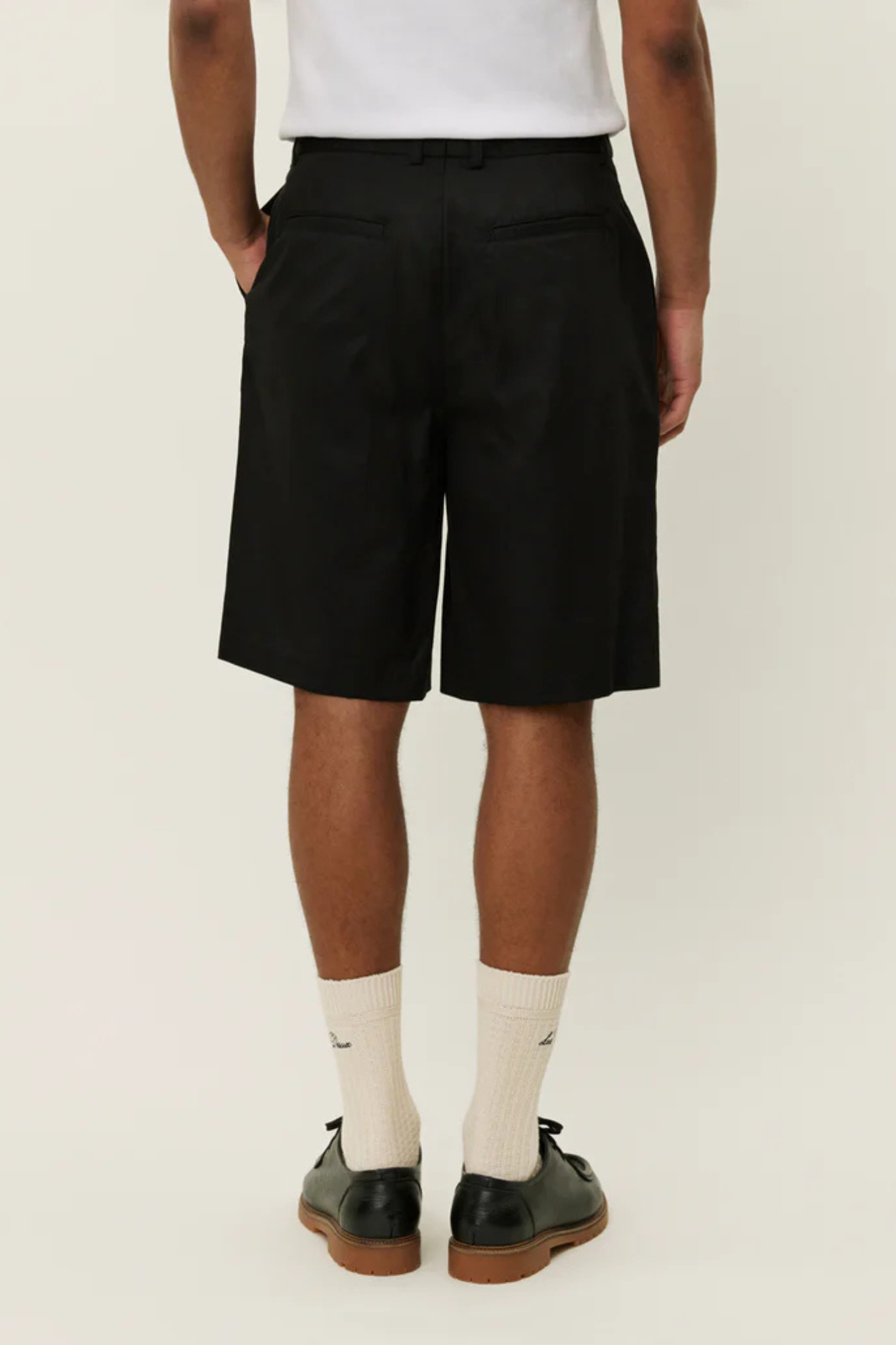 RANDALL PLEATED TWILL SUITING SHORTS - BLACK