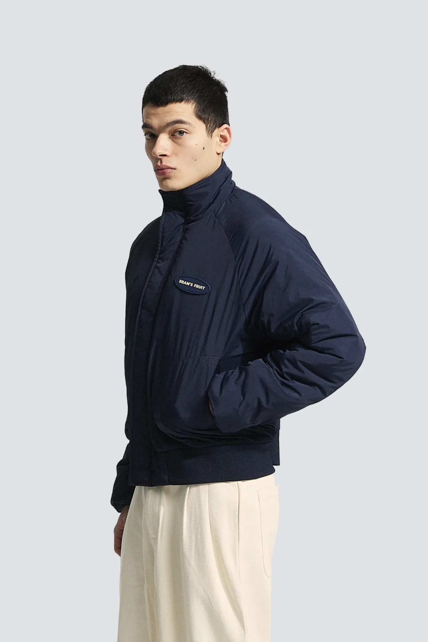 EMBLEM PATCH PADDED JACKET - NAVY