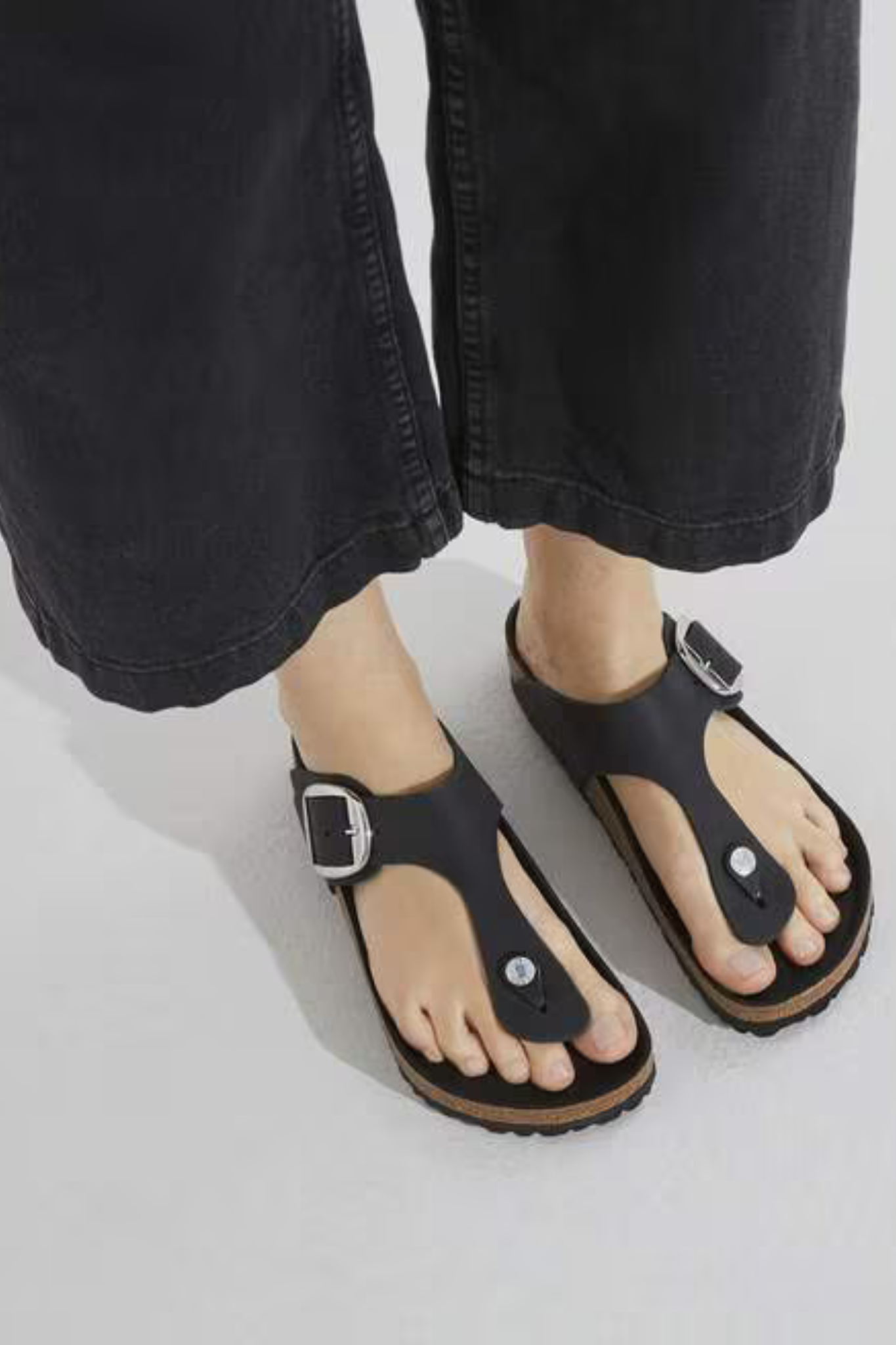 GIZEH BIG BUCKLE WOMEN SANDALS - BLACK
