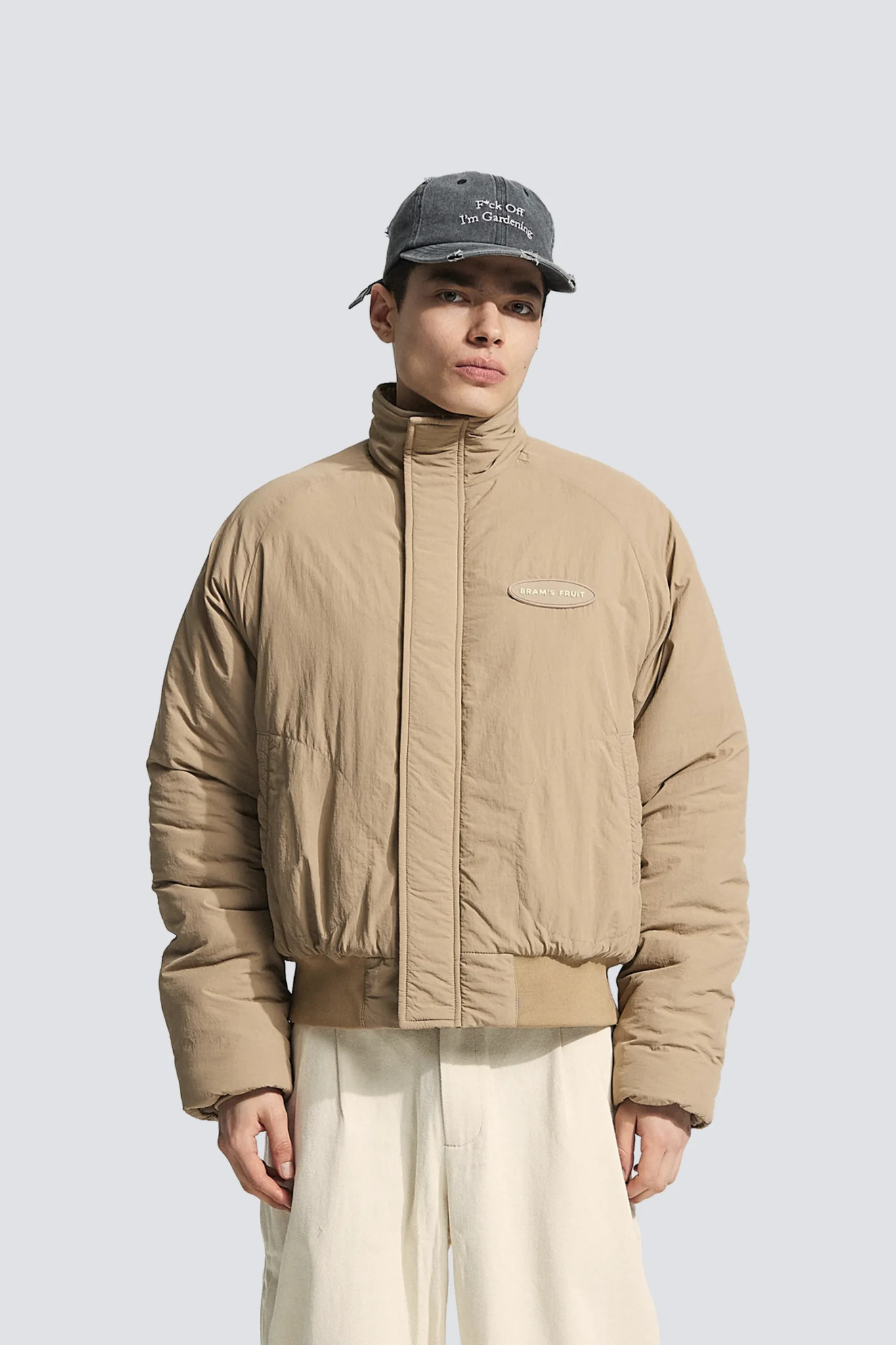 EMBLEM PATCH PADDED JACKET - KHAKI