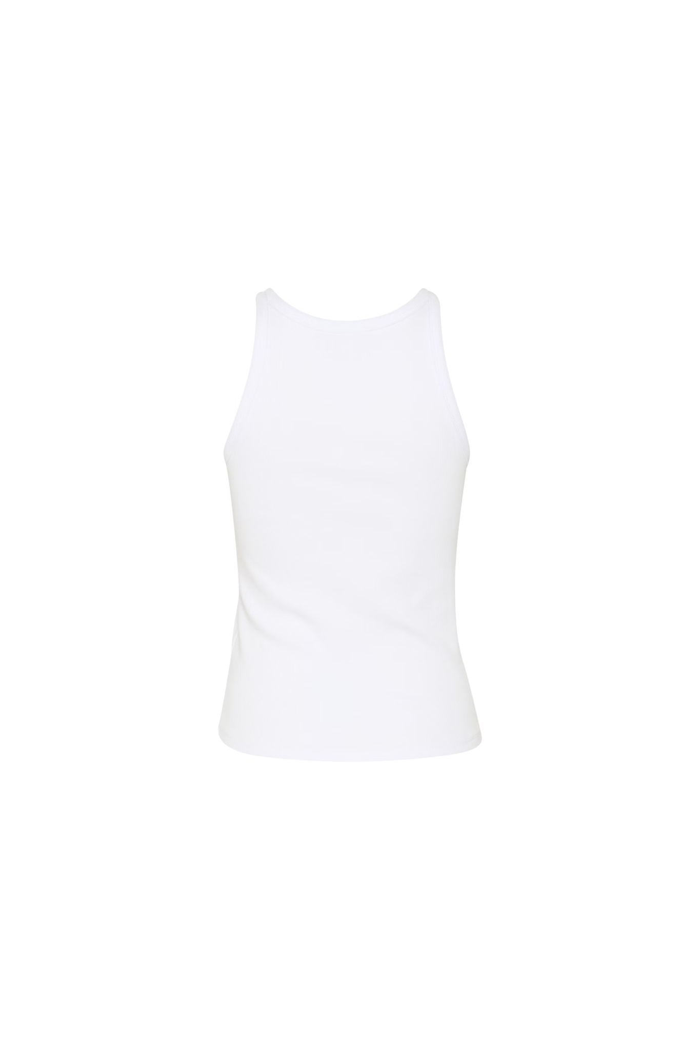 Gestuz drew rhinestone logo tank top in white. Back flatlay view