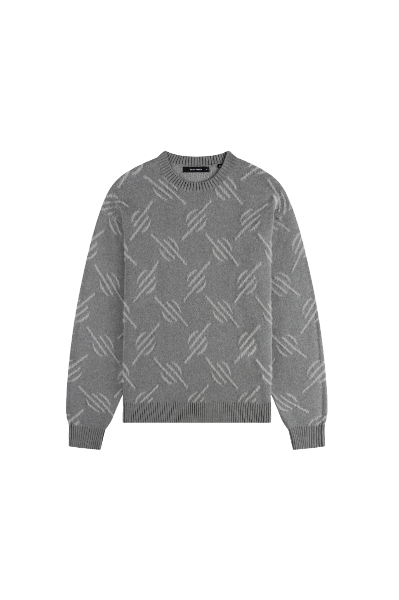 TEVIN MONOGRAM KNIT SWEATER - GREY