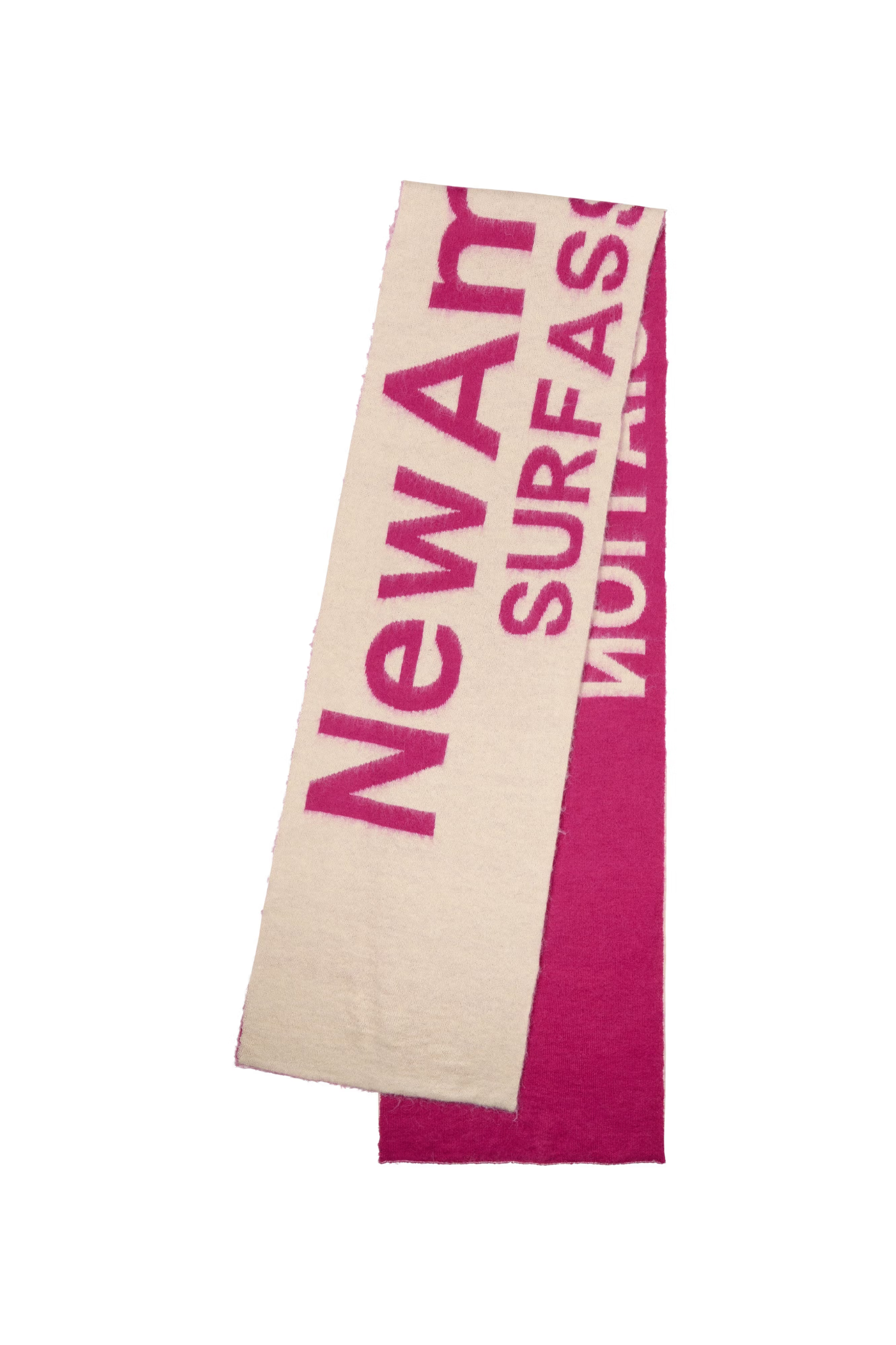 FUZZY NAME SCARF - MAGENTA/ECRU