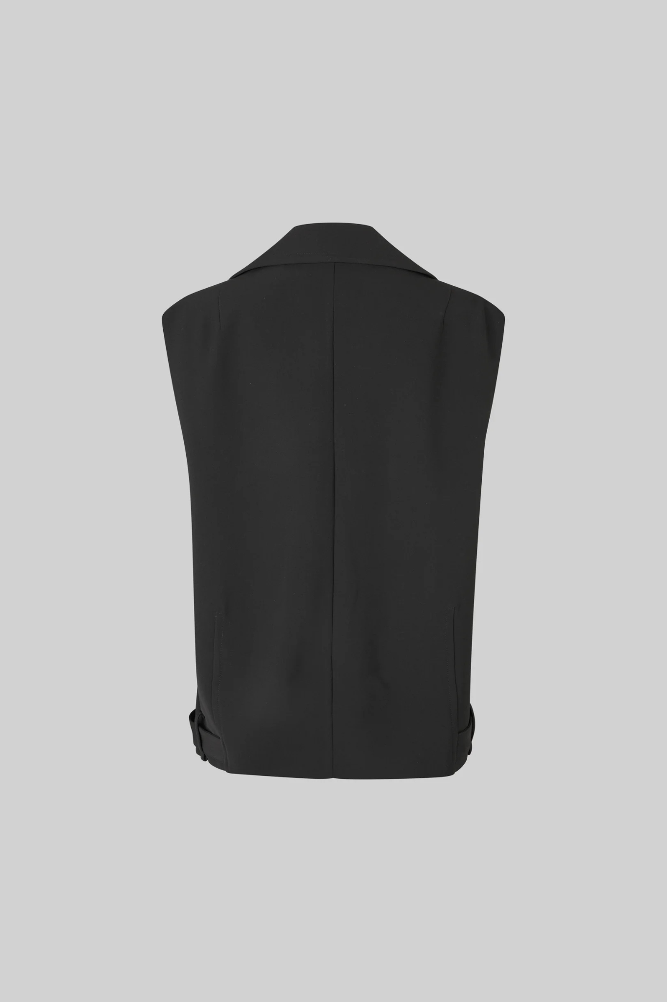 Second Female fique oversize waistcoat in black. Black flatlay view