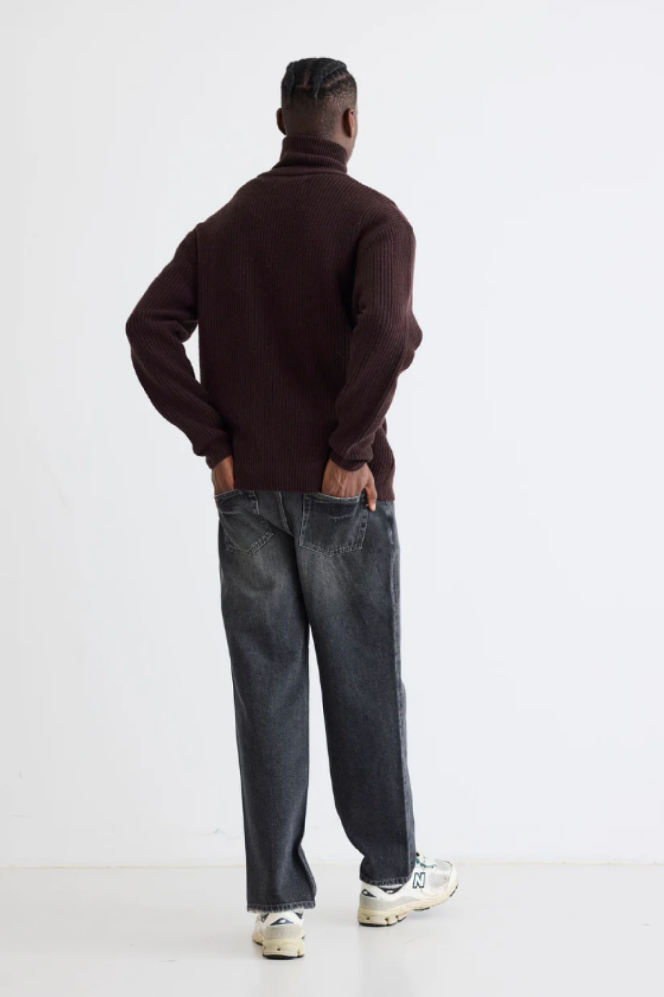 LASS WOOL HALF-ZIP KNITWEAR - BROWN