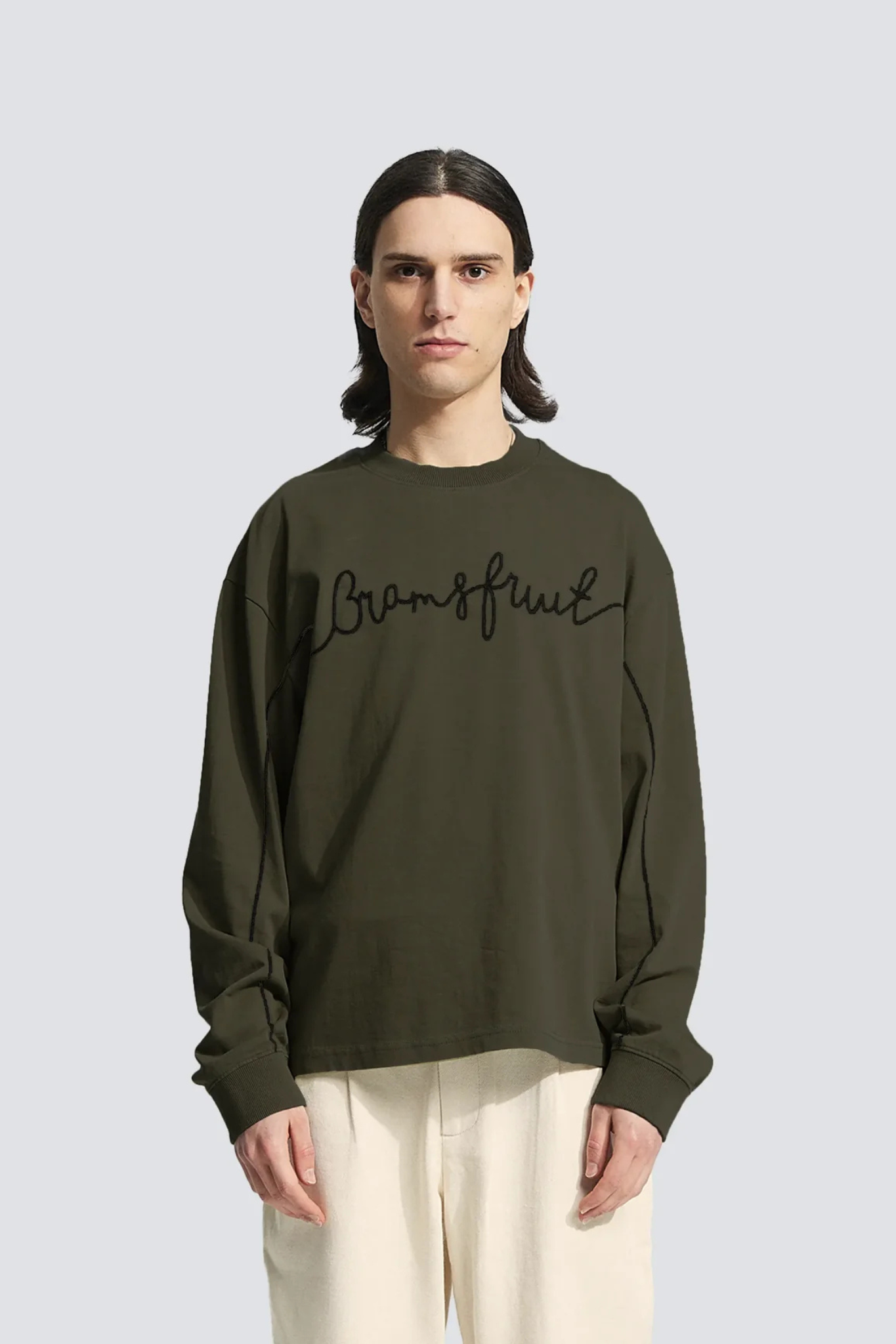 GARDEN HOSE CHAIN STICH LONGSLEEVE SWEATSHIRTS - SOLID CHARCOAL