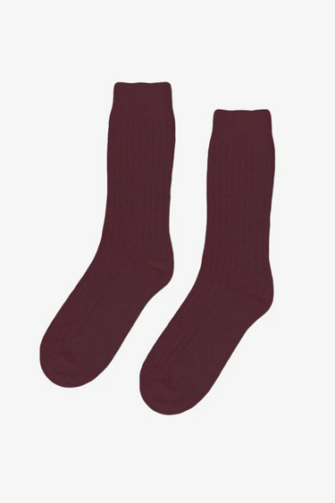 MERINO WOOL BLEND SOCK - OXBLOOD RED