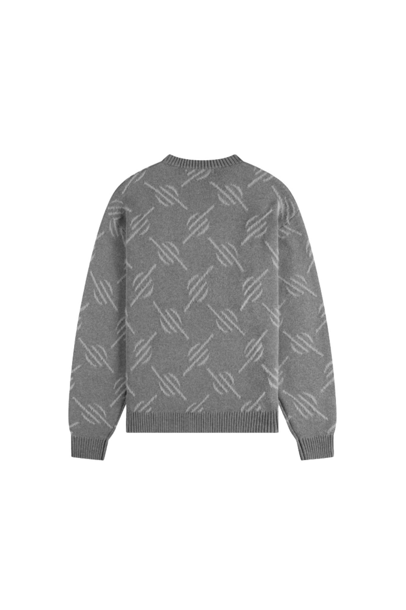 TEVIN MONOGRAM KNIT SWEATER - GREY