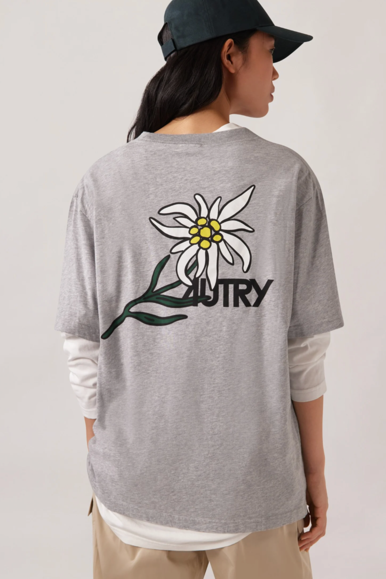EDELWEISS BACK GRAPHIC T-SHIRT - COTTON DK MEL